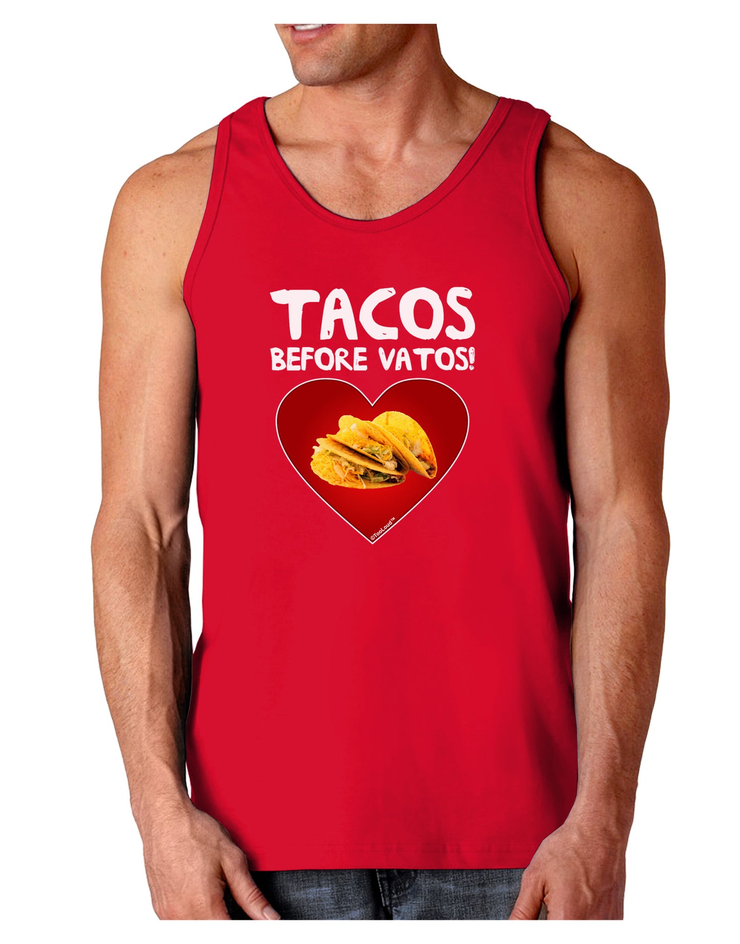 Tacos before Vatos Dark Loose Tank Top-Mens Loose Tank Top-TooLoud-Red-Small-Davson Sales