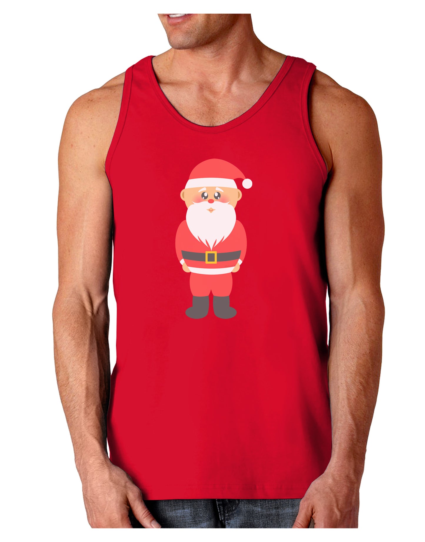 Cute Santa Claus Christmas Dark Loose Tank Top-Mens Loose Tank Top-TooLoud-Red-Small-Davson Sales
