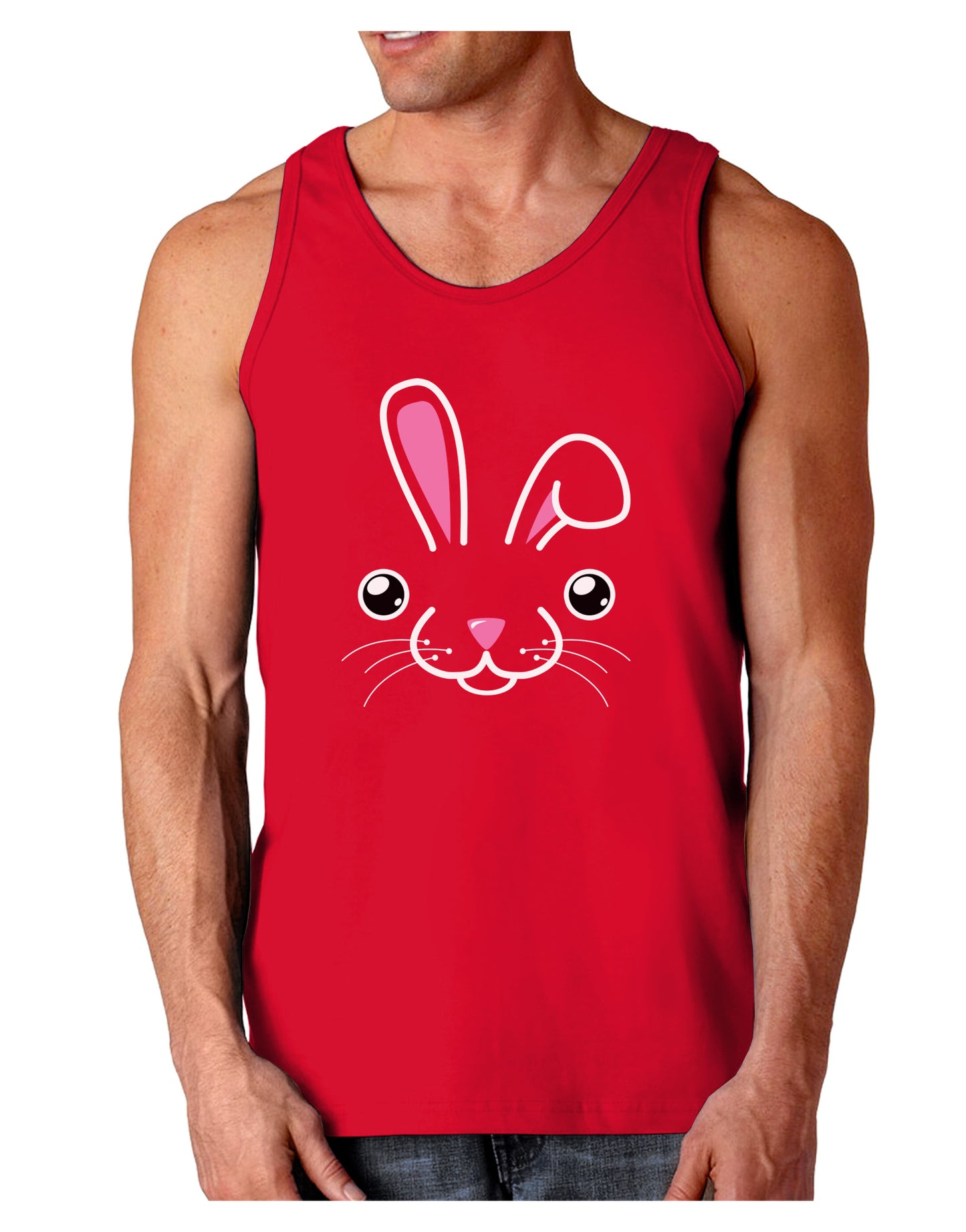 Cute Bunny Face Dark Loose Tank Top-Mens Loose Tank Top-TooLoud-Red-Small-Davson Sales