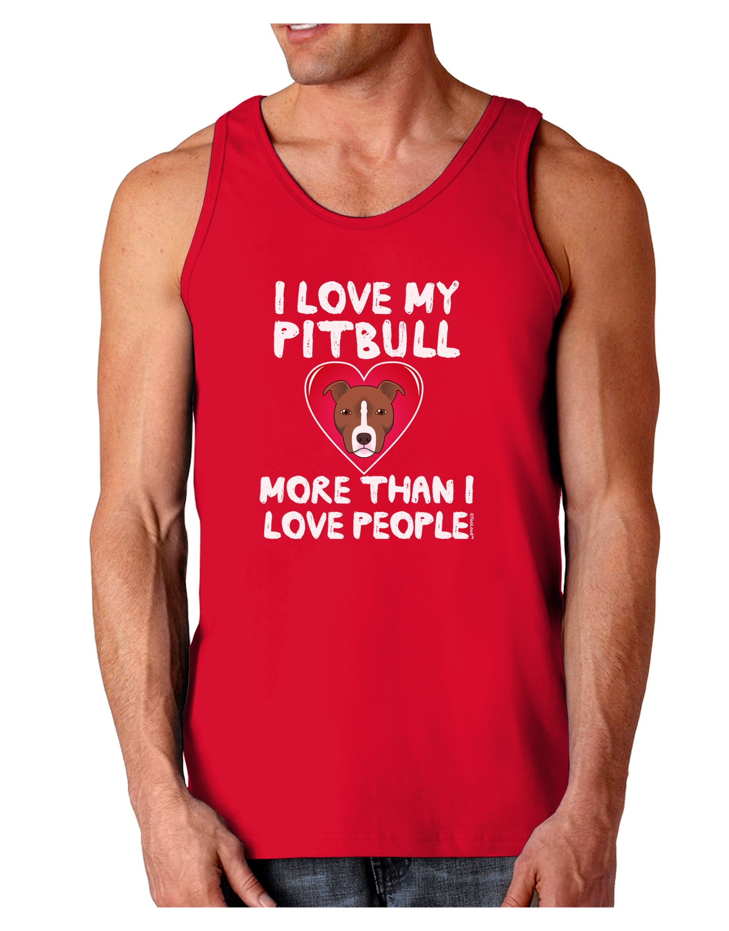 Love Pitbull More Than People Dark Loose Tank Top-Mens Loose Tank Top-TooLoud-Red-Small-Davson Sales