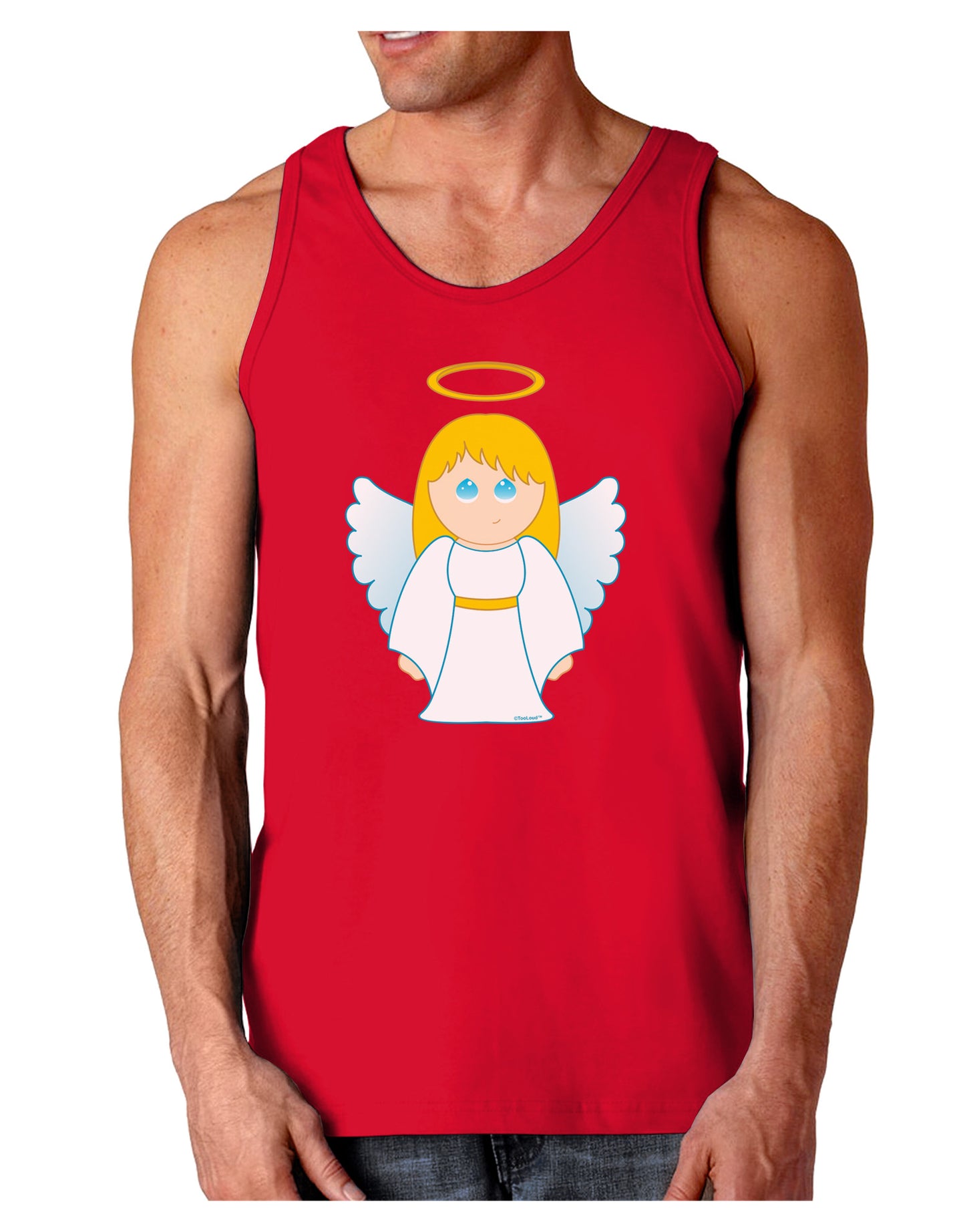 Cute Christmas Angel Girl Dark Loose Tank Top-Mens Loose Tank Top-TooLoud-Red-Small-Davson Sales