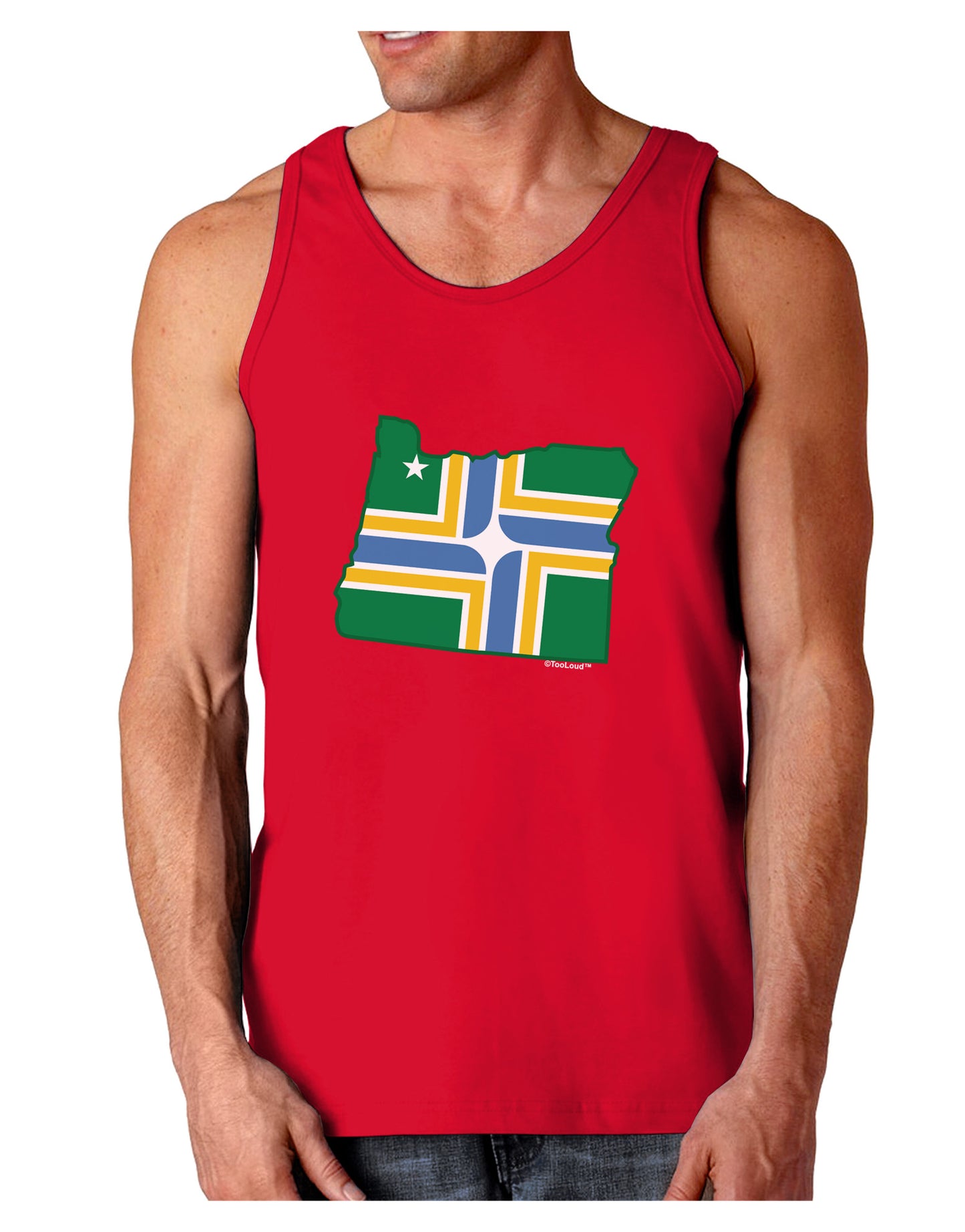 Portland Oregon Flag Dark Loose Tank Top-Mens Loose Tank Top-TooLoud-Red-Small-Davson Sales