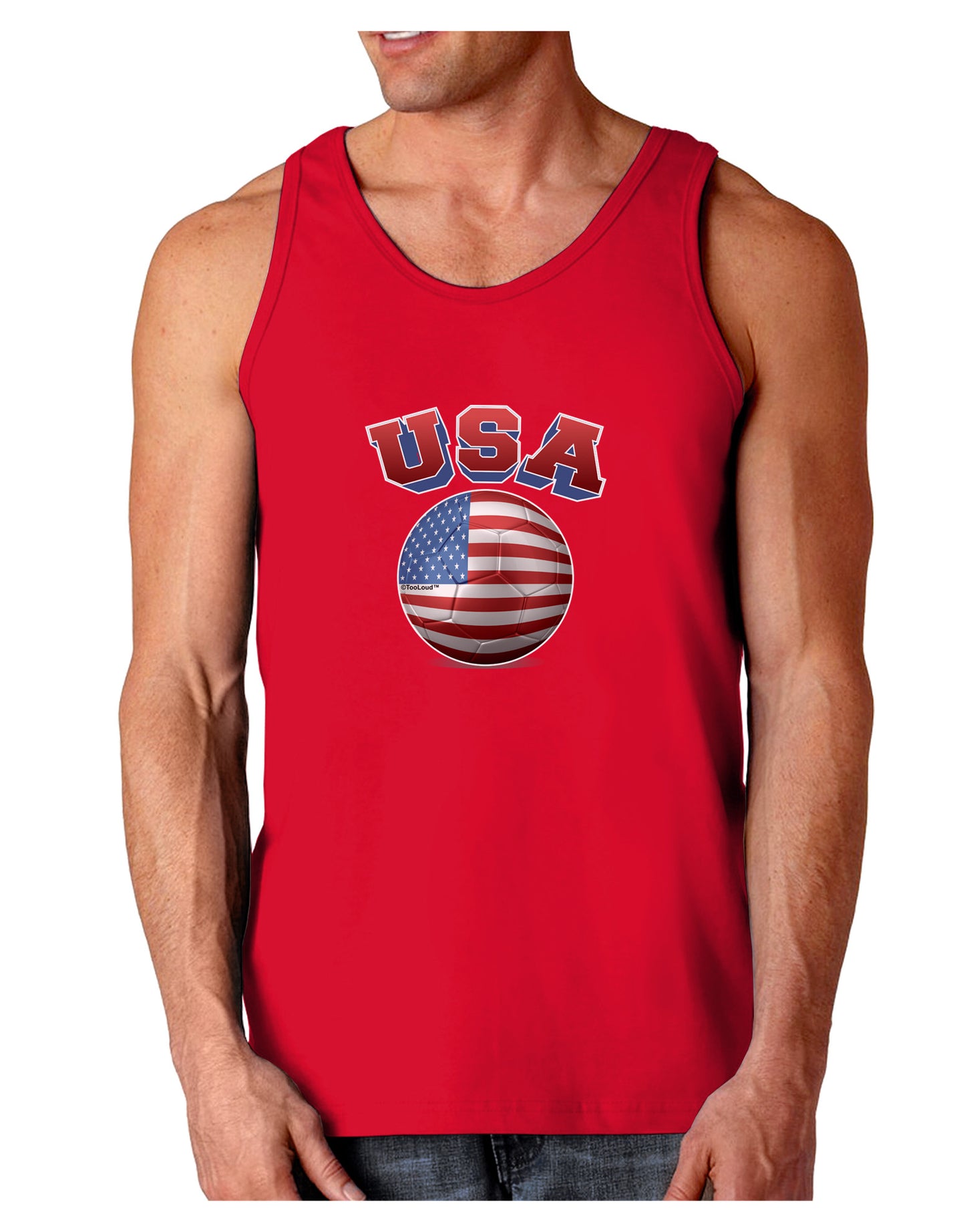 Soccer Ball Flag - USA Dark Loose Tank Top-Mens Loose Tank Top-TooLoud-Red-Small-Davson Sales