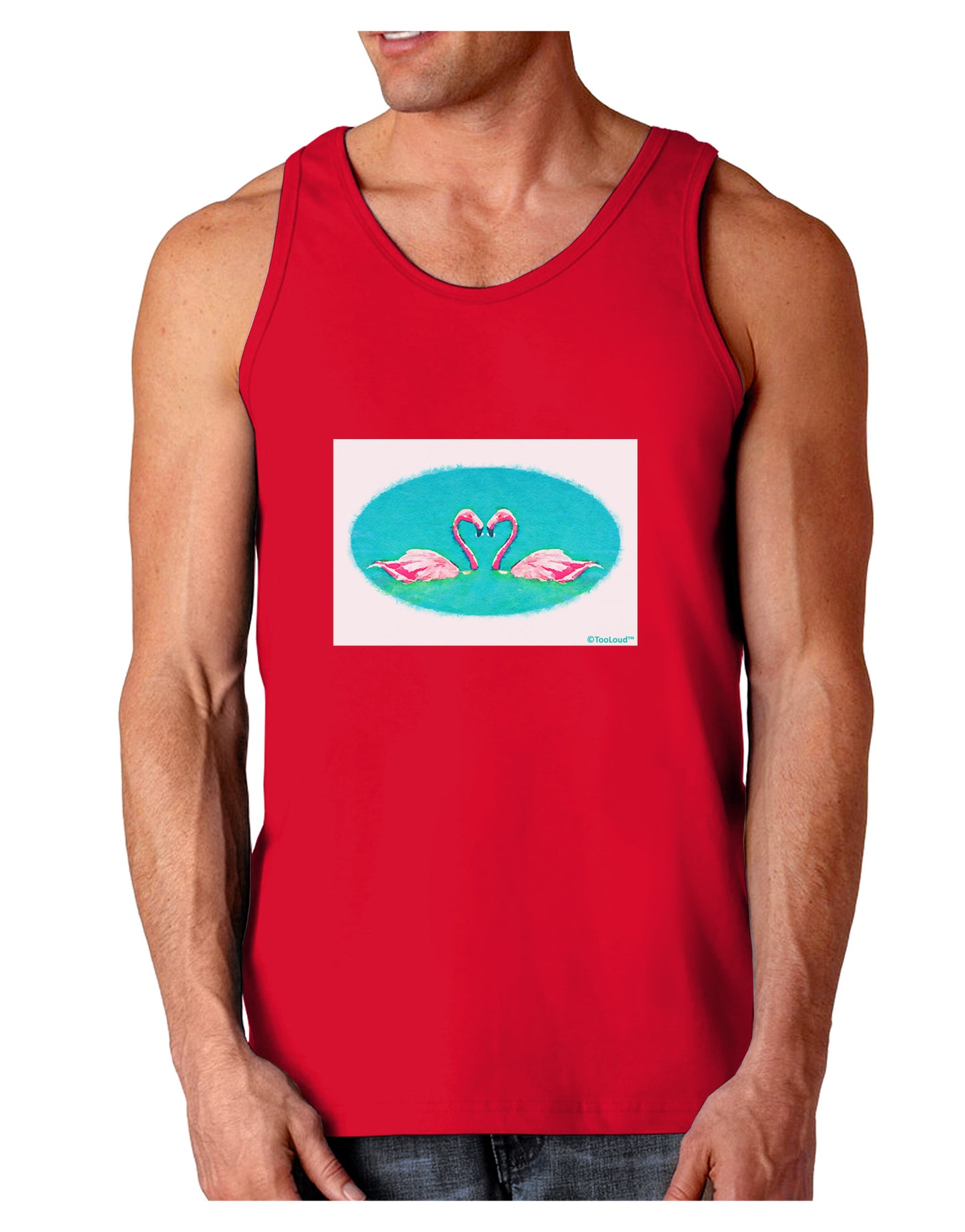Love Birds - Flamingos Watercolor Dark Loose Tank Top-Mens Loose Tank Top-TooLoud-Red-Small-Davson Sales