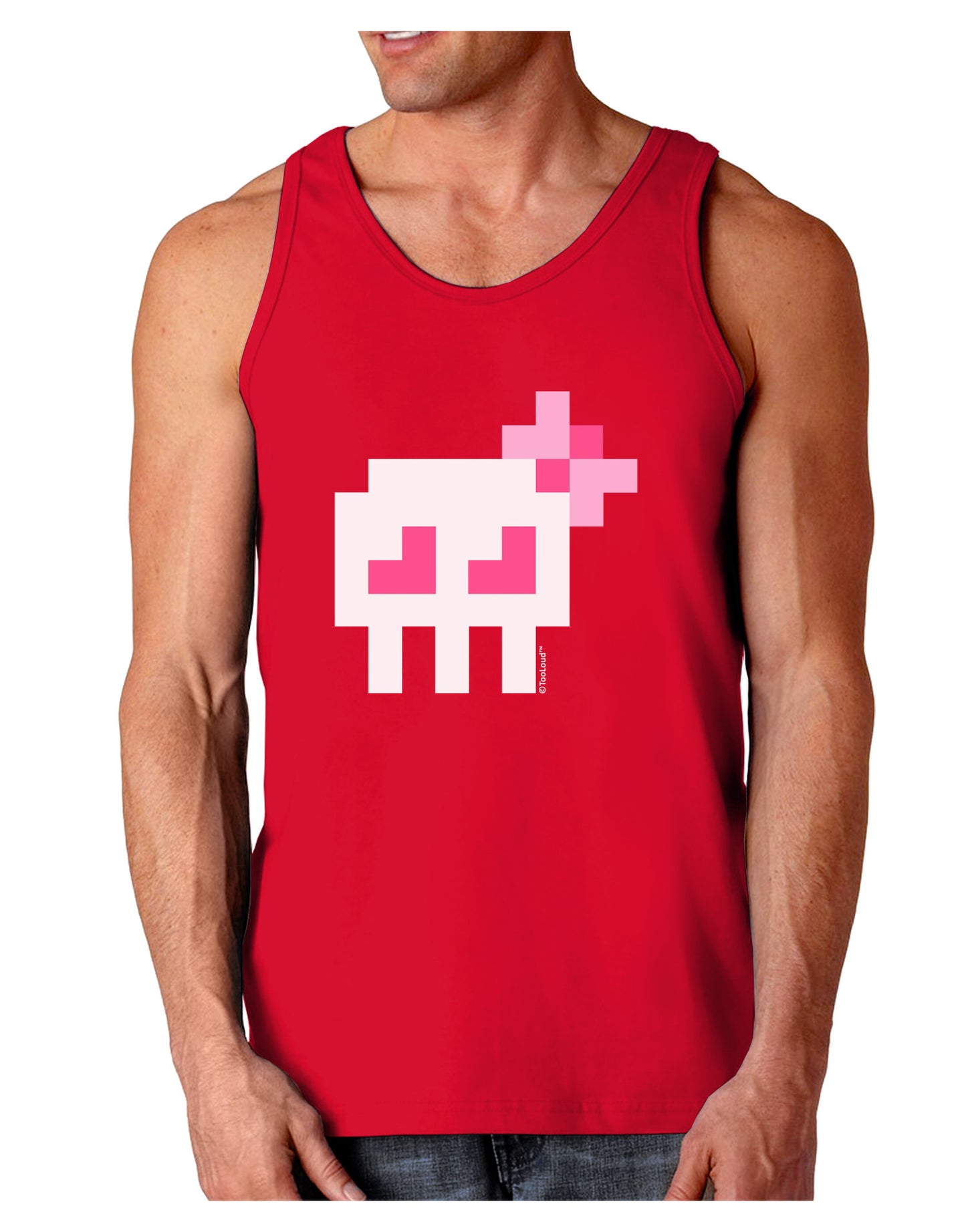 Retro 8-Bit Skull with Pink Bow Dark Loose Tank Top-Mens Loose Tank Top-TooLoud-Red-Small-Davson Sales