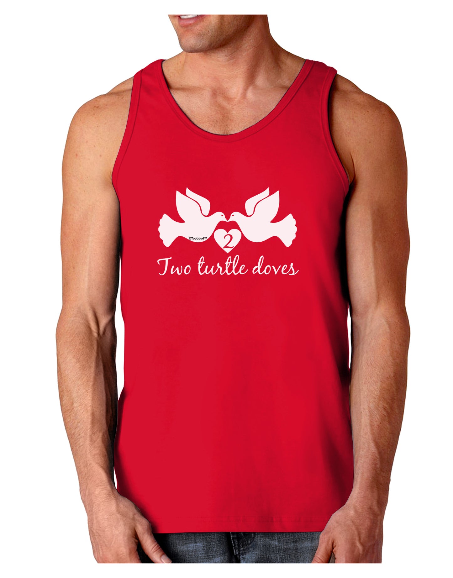 TooLoud Two Turtle Doves Text Dark Loose Tank Top-Mens Loose Tank Top-TooLoud-Red-Small-Davson Sales