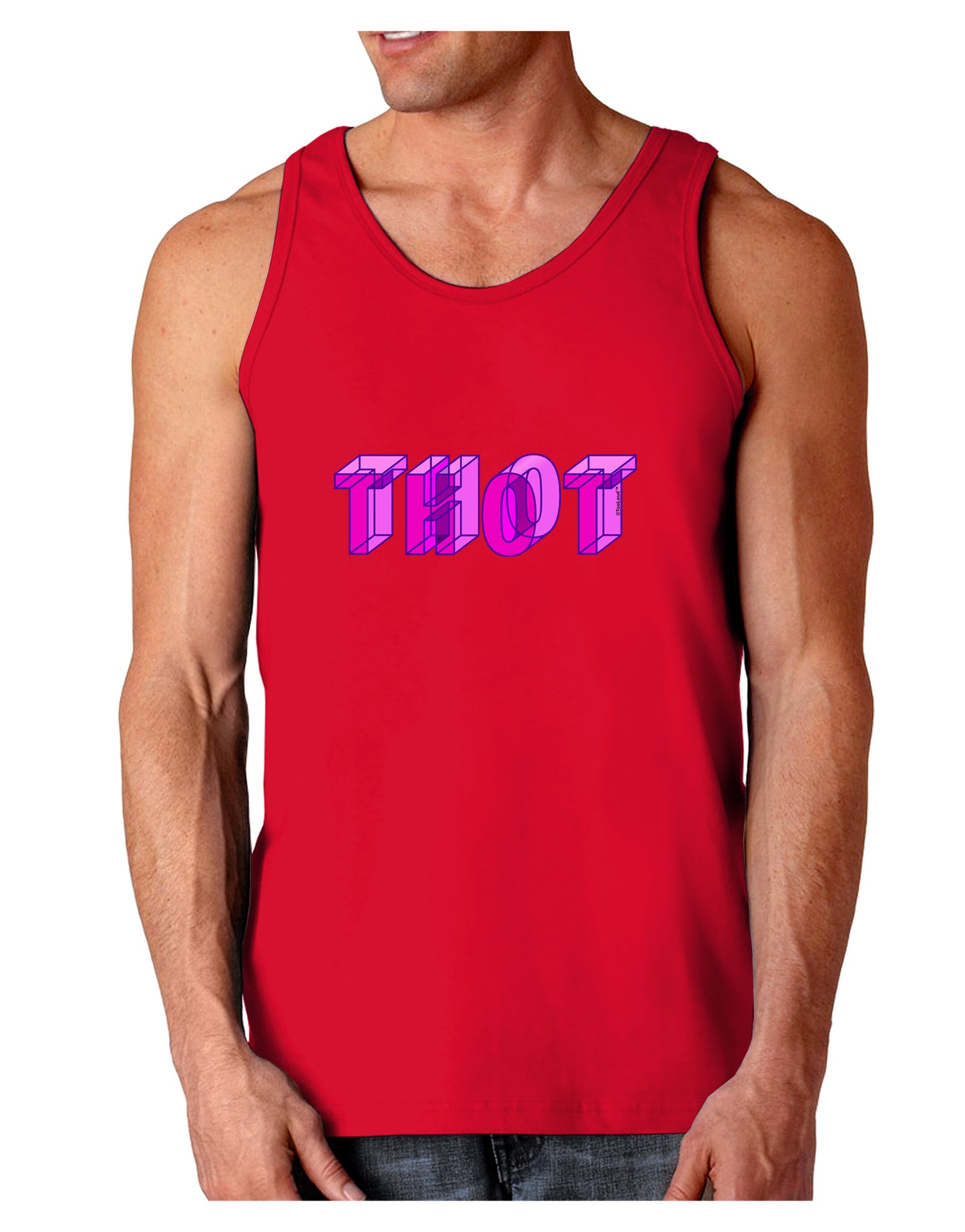 THOT Artistic Text Dark Loose Tank Top-Mens Loose Tank Top-TooLoud-Red-Small-Davson Sales