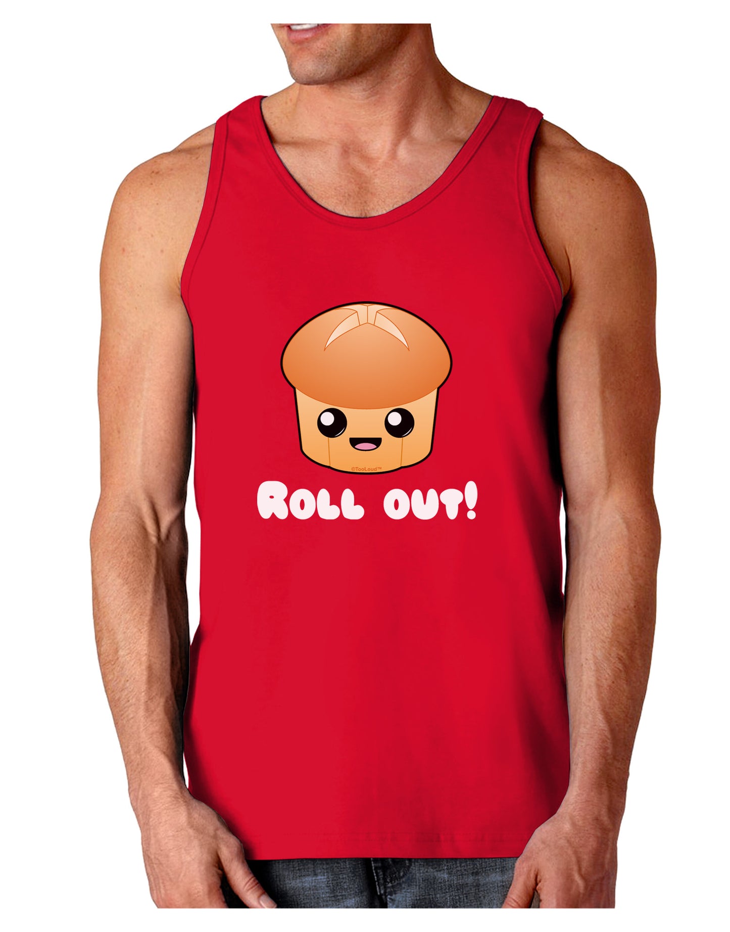 Roll Out Cute Roll Dark Loose Tank Top-Mens Loose Tank Top-TooLoud-Red-Small-Davson Sales