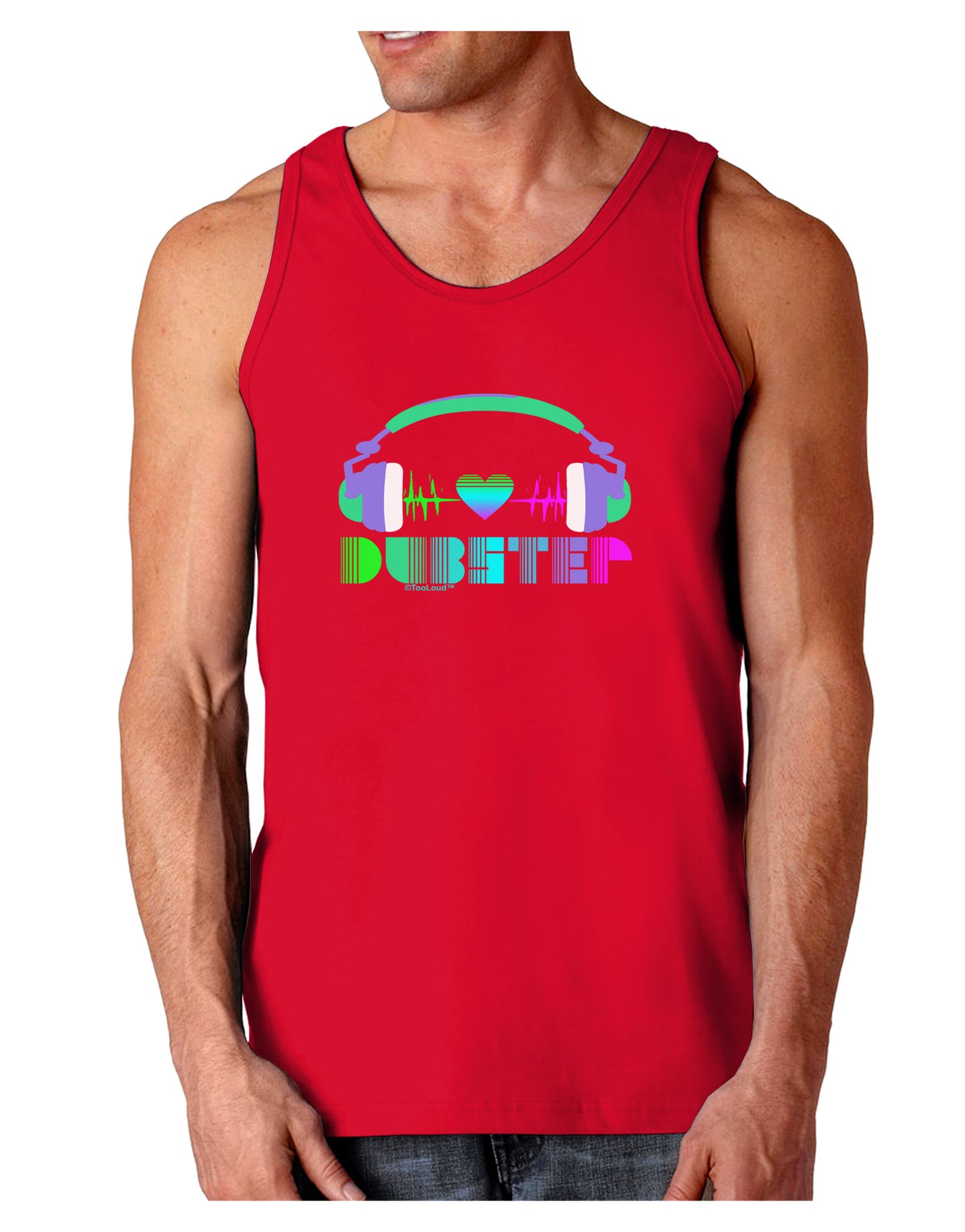 Heart Dubstep Dark Loose Tank Top-Mens Loose Tank Top-TooLoud-Red-Small-Davson Sales