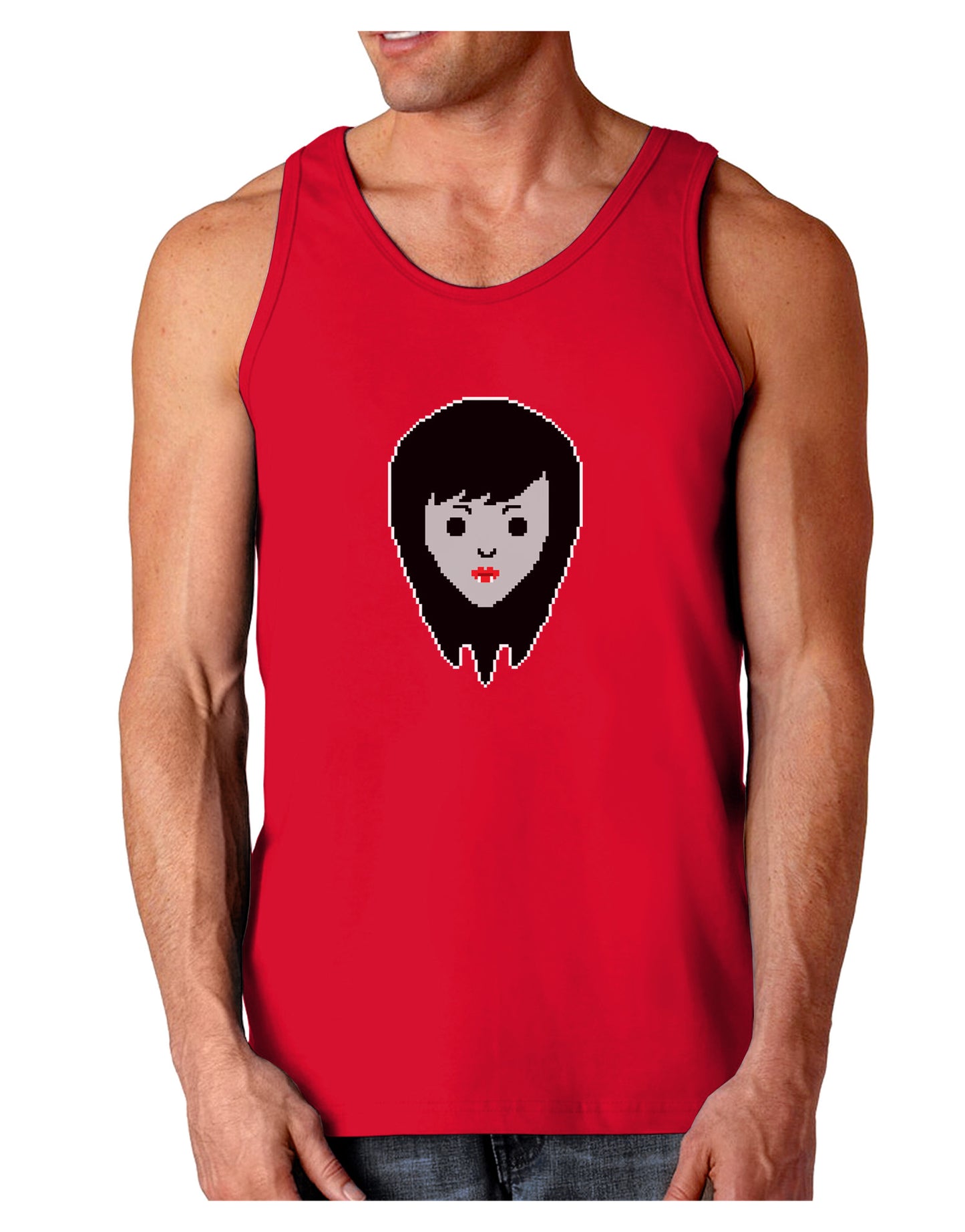 Cute Pixel Vampire Female Dark Loose Tank Top-Mens Loose Tank Top-TooLoud-Red-Small-Davson Sales