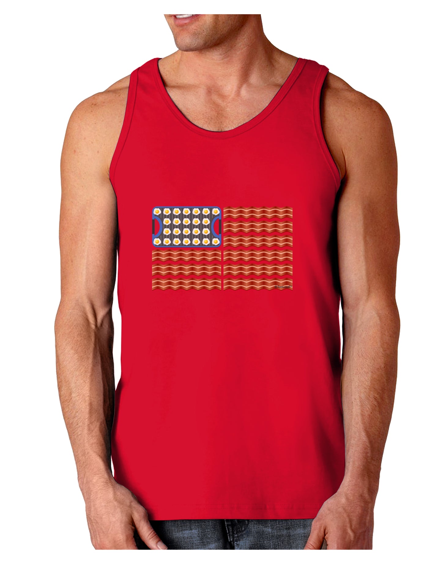 American Breakfast Flag - Bacon and Eggs Dark Loose Tank Top-Mens Loose Tank Top-TooLoud-Red-Small-Davson Sales