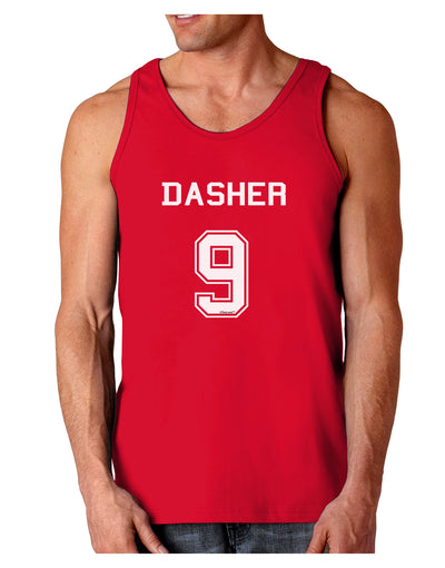 Reindeer Jersey - Dasher 9 Dark Loose Tank Top-Mens Loose Tank Top-TooLoud-Red-Small-Davson Sales