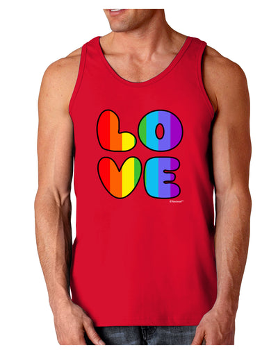 Rainbow LOVE Text Dark Loose Tank Top by TooLoud-Mens Loose Tank Top-TooLoud-Red-Small-Davson Sales