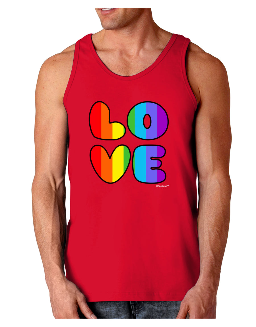 Rainbow LOVE Text Dark Loose Tank Top by TooLoud-Mens Loose Tank Top-TooLoud-Black-Small-Davson Sales