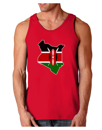 Kenya Flag Silhouette Dark Loose Tank Top-Mens Loose Tank Top-TooLoud-Red-Small-Davson Sales