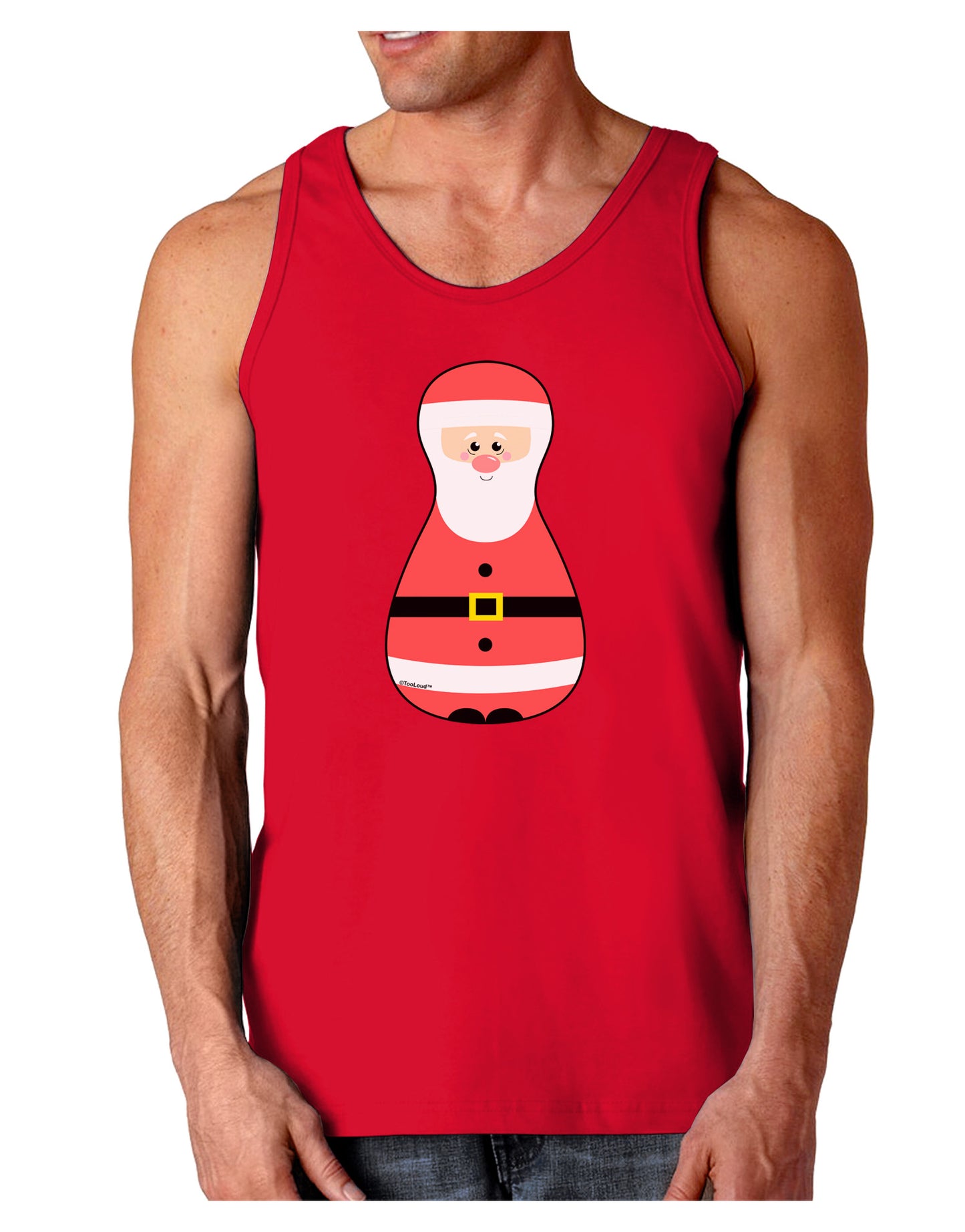 Cute Santa Matryoshka Nesting Doll - Christmas Dark Loose Tank Top-Mens Loose Tank Top-TooLoud-Red-Small-Davson Sales