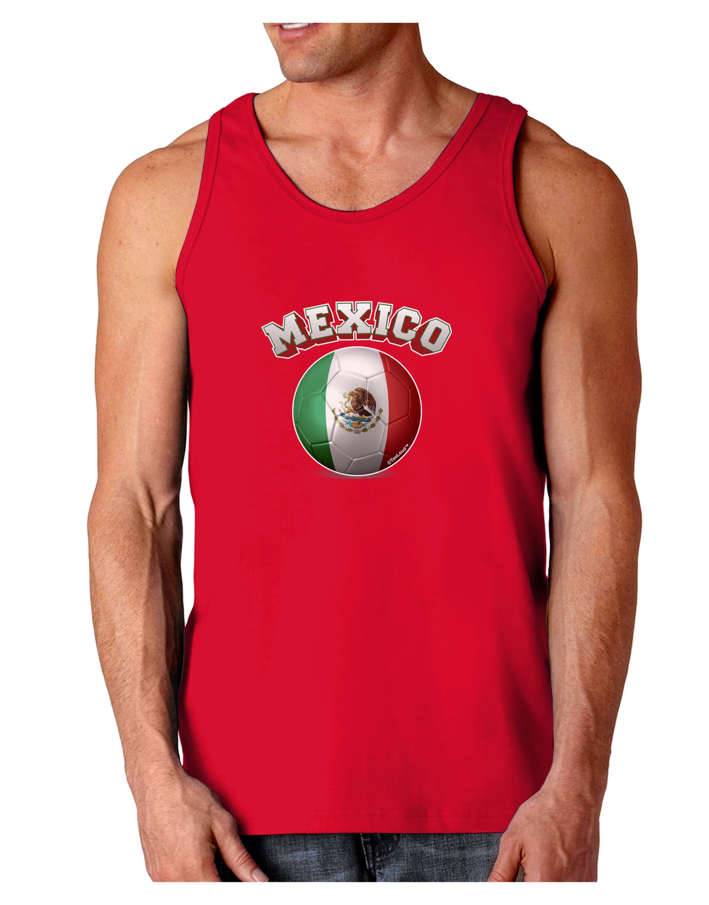 Soccer Ball Flag - Mexico Dark Loose Tank Top-Mens Loose Tank Top-TooLoud-Red-Small-Davson Sales