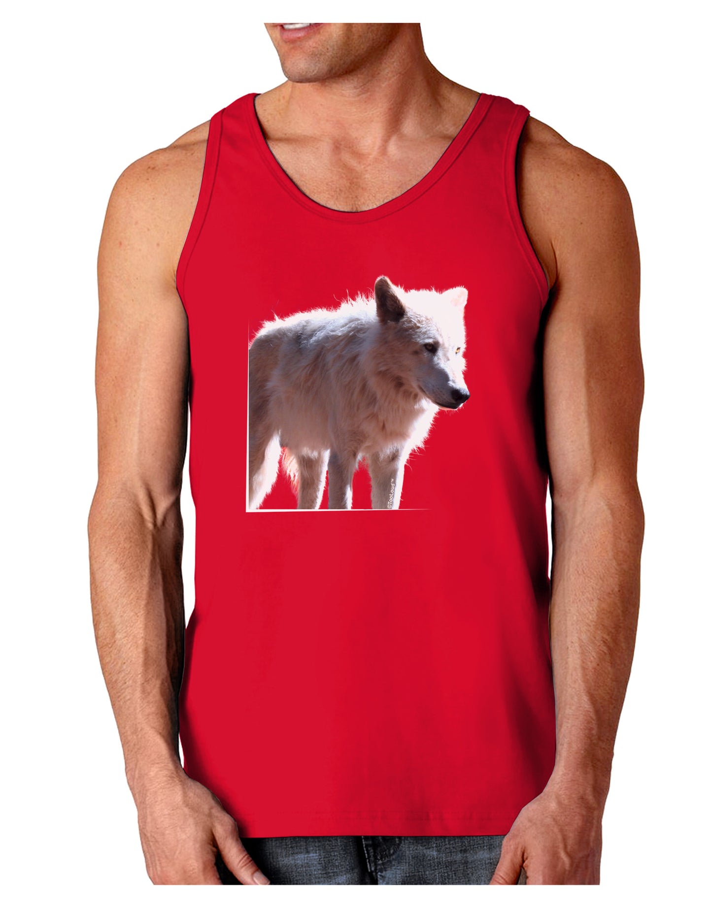 Magnificent Full White Wolf Dark Loose Tank Top-Mens Loose Tank Top-TooLoud-Red-Small-Davson Sales