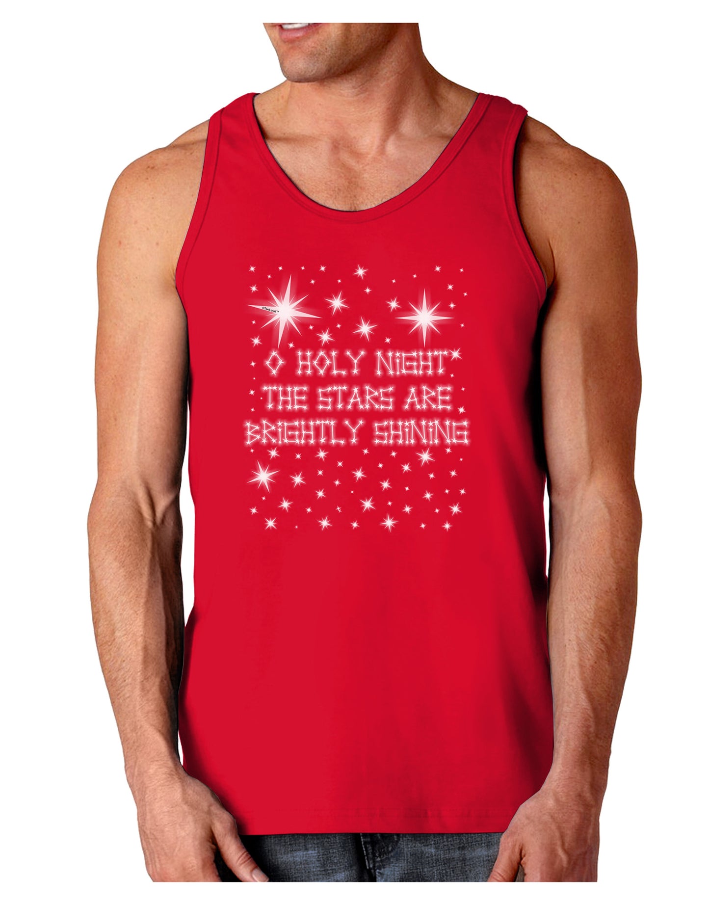 O Holy Night Shining Christmas Stars Dark Loose Tank Top-Mens Loose Tank Top-TooLoud-Red-Small-Davson Sales