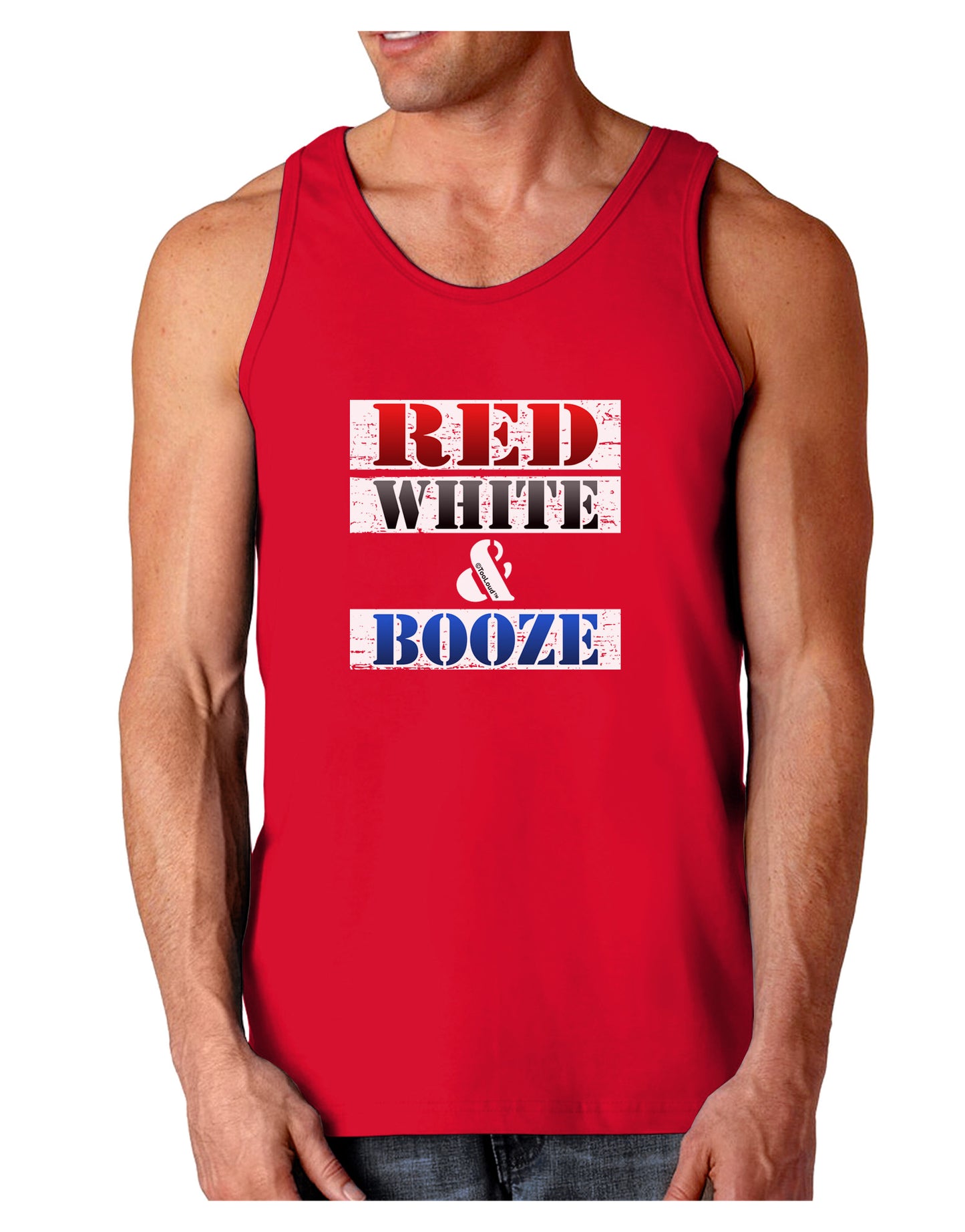 Red White & Booze Dark Loose Tank Top-Mens Loose Tank Top-TooLoud-Red-Small-Davson Sales