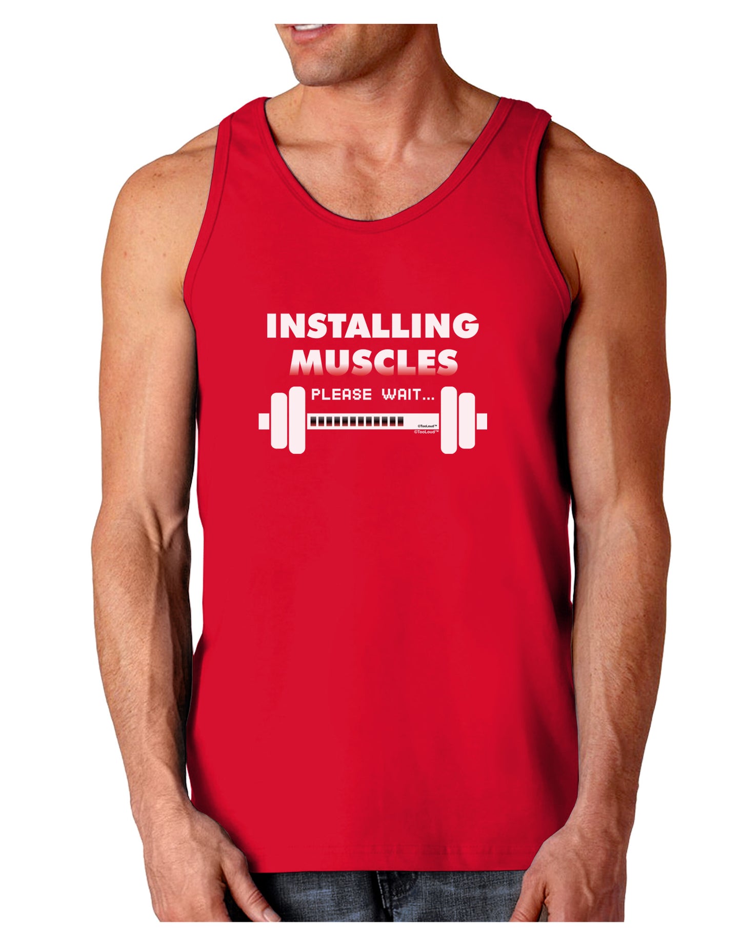 Installing Muscles Dark Loose Tank Top-Mens Loose Tank Top-TooLoud-Red-Small-Davson Sales