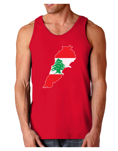 Lebanon Flag Silhouette Dark Loose Tank Top-Mens Loose Tank Top-TooLoud-Red-Small-Davson Sales