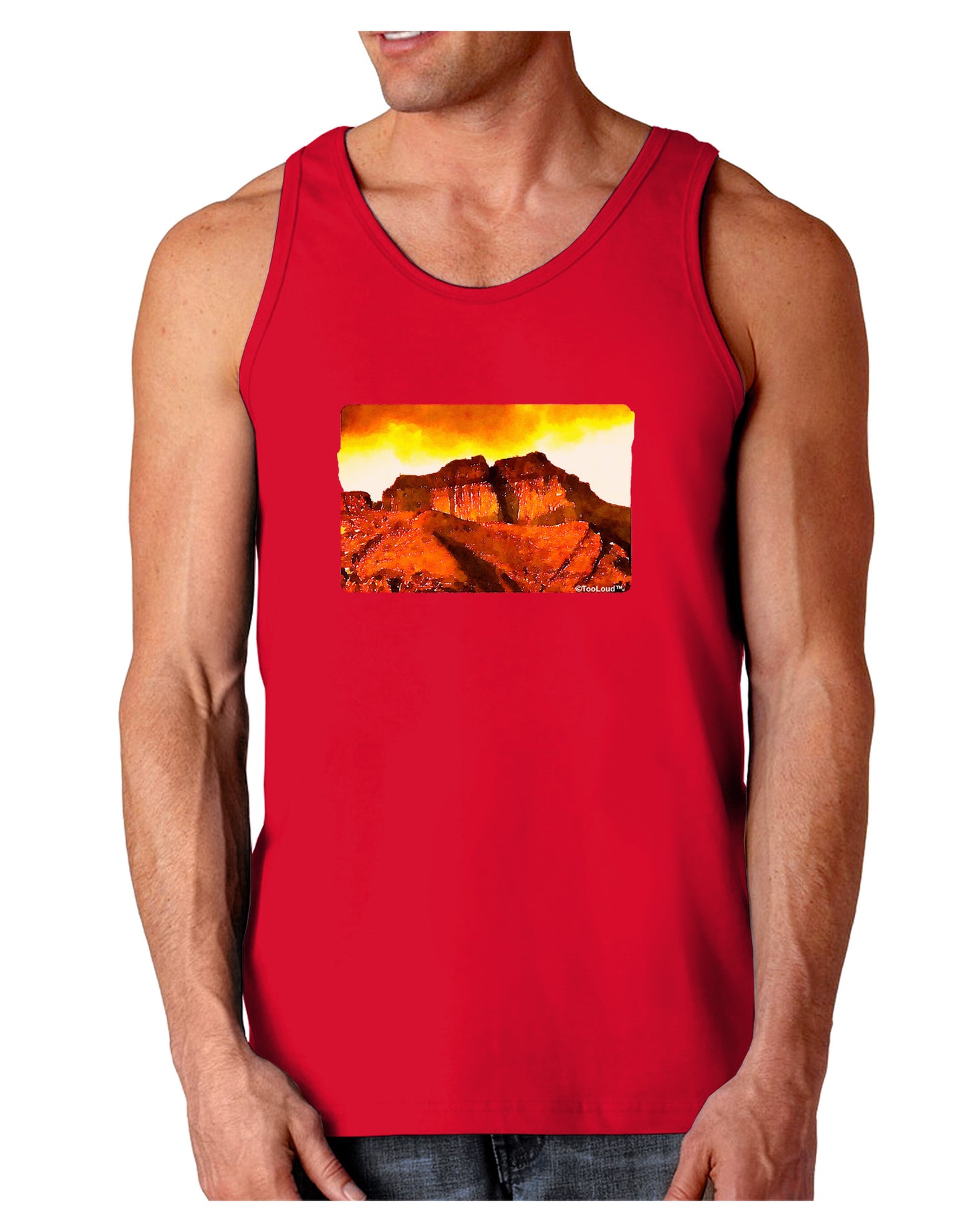 San Juan Mountain Range CO Dark Loose Tank Top-Mens Loose Tank Top-TooLoud-Red-Small-Davson Sales