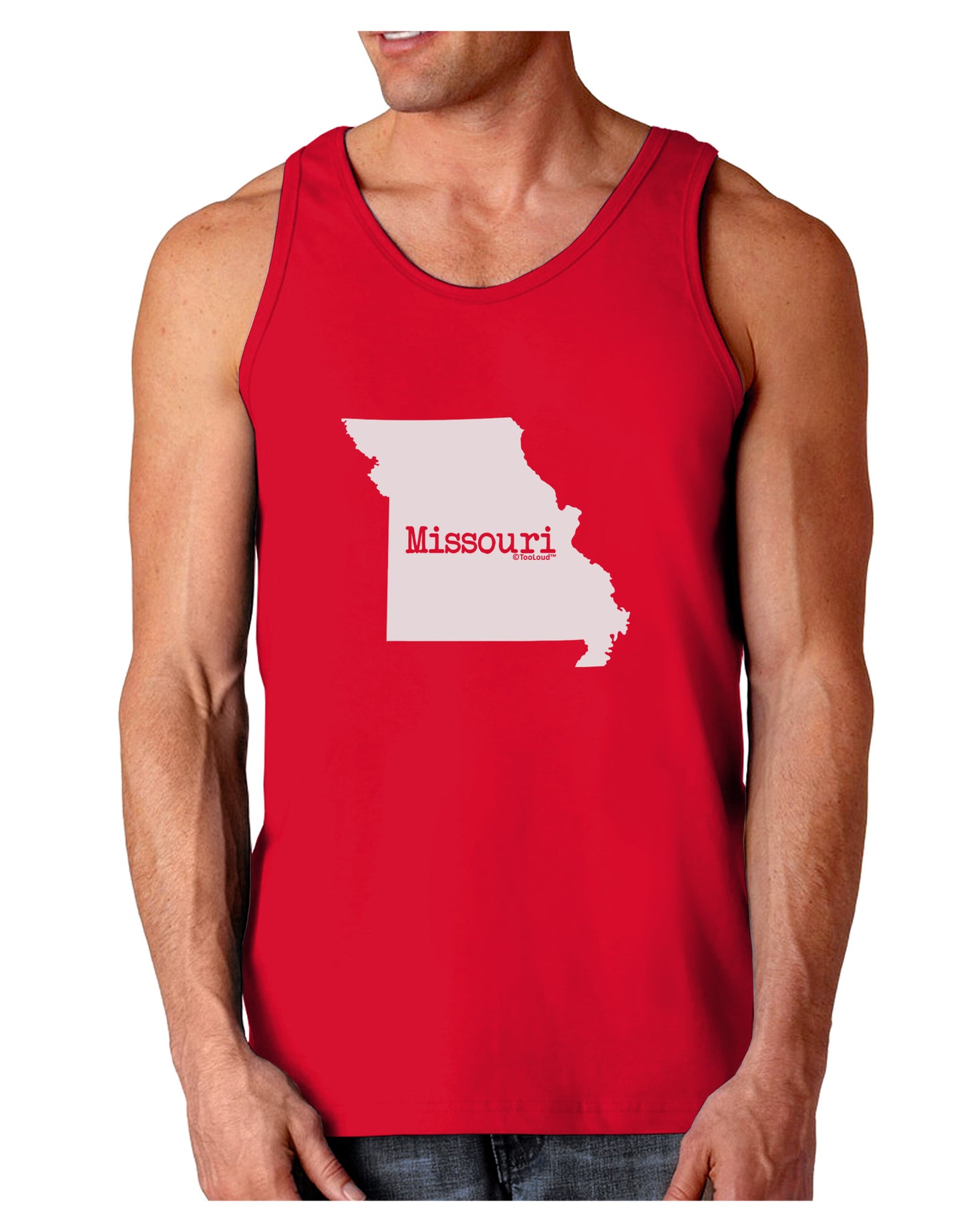 Missouri - United States Shape Dark Loose Tank Top-Mens Loose Tank Top-TooLoud-Red-Small-Davson Sales