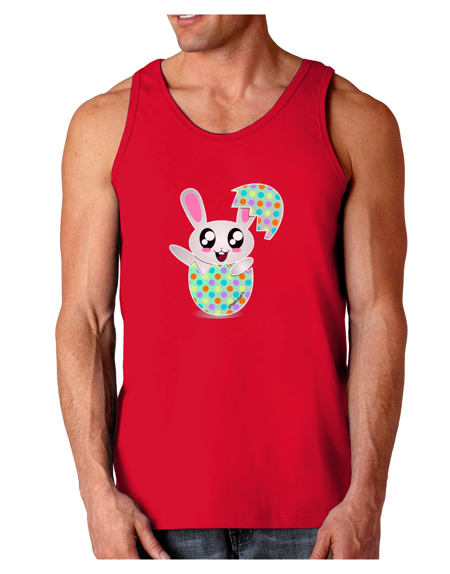 Bunny Hatching From Egg Dark Loose Tank Top-Mens Loose Tank Top-TooLoud-Red-Small-Davson Sales