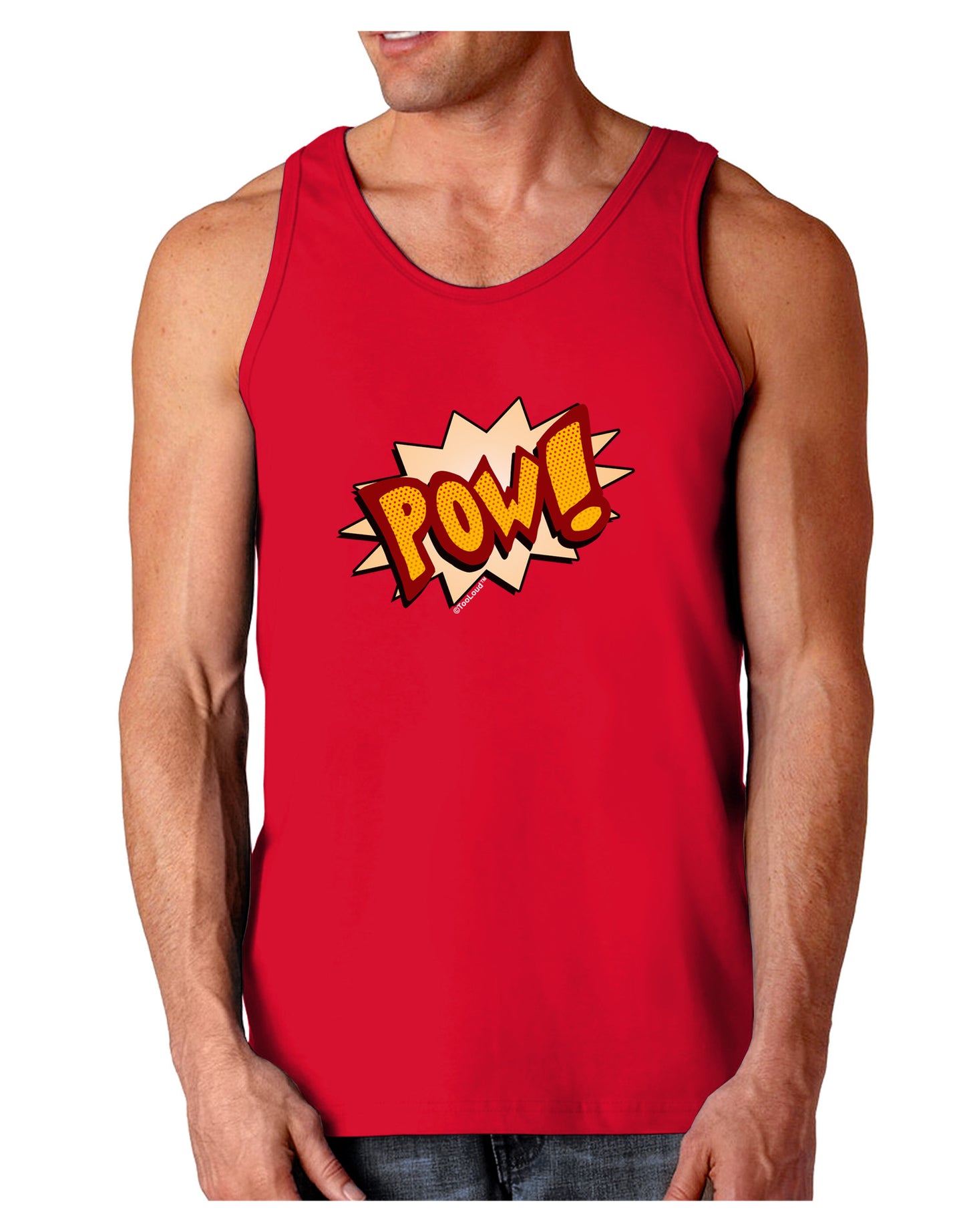 Onomatopoeia POW Dark Loose Tank Top-Mens Loose Tank Top-TooLoud-Red-Small-Davson Sales