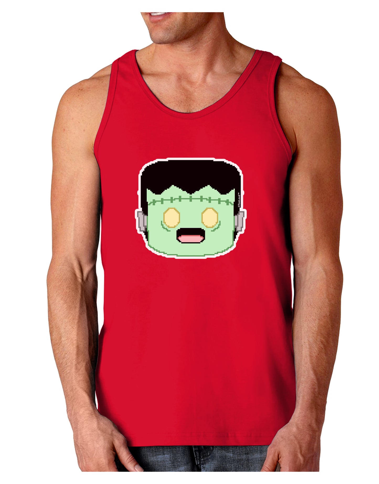 Cute Pixel Monster Dark Loose Tank Top-Mens Loose Tank Top-TooLoud-Red-Small-Davson Sales