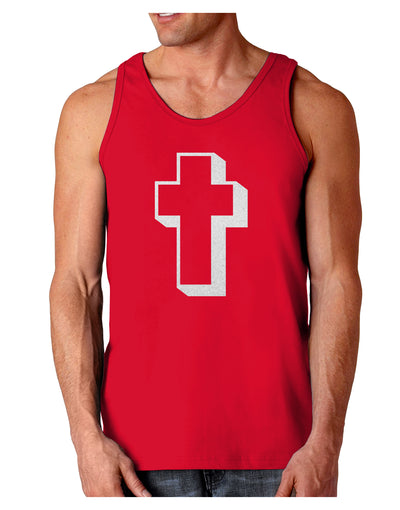 Simple Cross Design Glitter - White Dark Loose Tank Top by TooLoud-Mens Loose Tank Top-TooLoud-Red-Small-Davson Sales