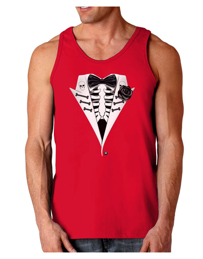 Skeleton Tuxedo Halloween Dark Loose Tank Top-Mens Loose Tank Top-TooLoud-Red-Small-Davson Sales