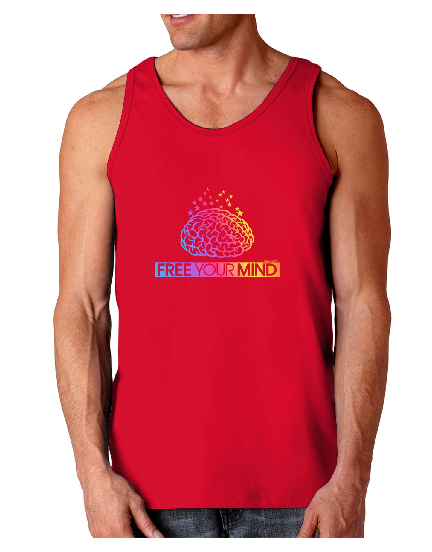 Free Your Mind Dark Loose Tank Top-Mens Loose Tank Top-TooLoud-Red-Small-Davson Sales