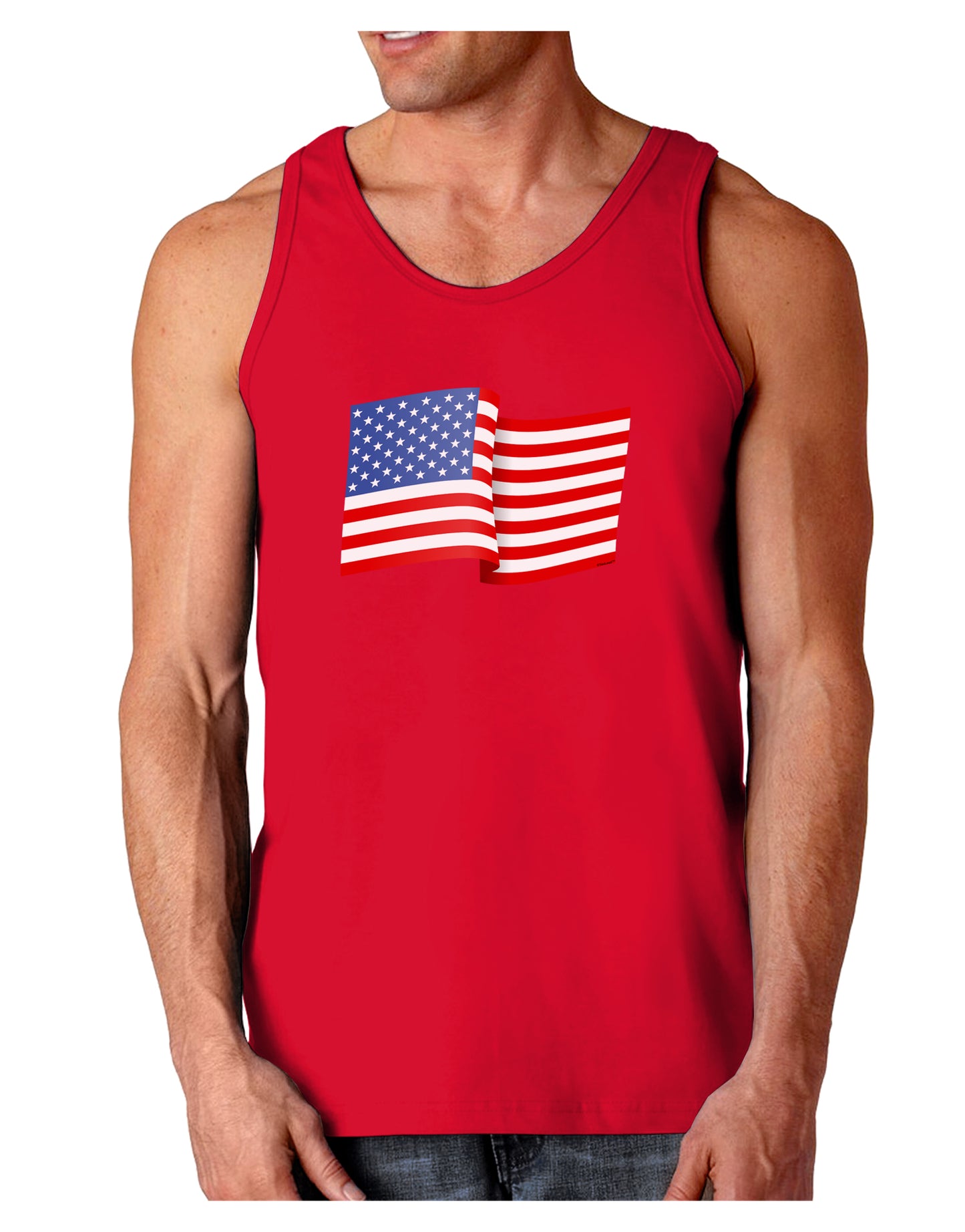 Patriotic Waving USA American Flag Dark Loose Tank Top-Mens Loose Tank Top-TooLoud-Red-Small-Davson Sales