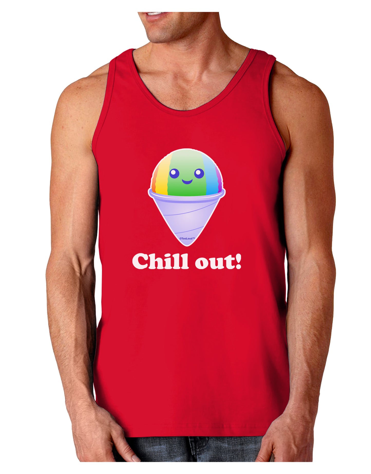 Cute Shaved Ice Chill Out Dark Loose Tank Top-Mens Loose Tank Top-TooLoud-Red-Small-Davson Sales