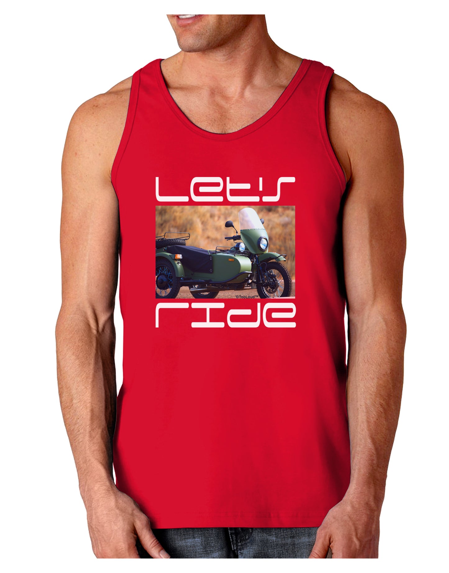 Lets Ride Sidecar Motorcycle Dark Loose Tank Top-Mens Loose Tank Top-TooLoud-Red-Small-Davson Sales