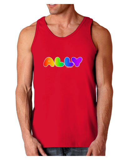 LGBT Ally Rainbow Text Dark Loose Tank Top by TooLoud-Mens Loose Tank Top-TooLoud-Red-Small-Davson Sales