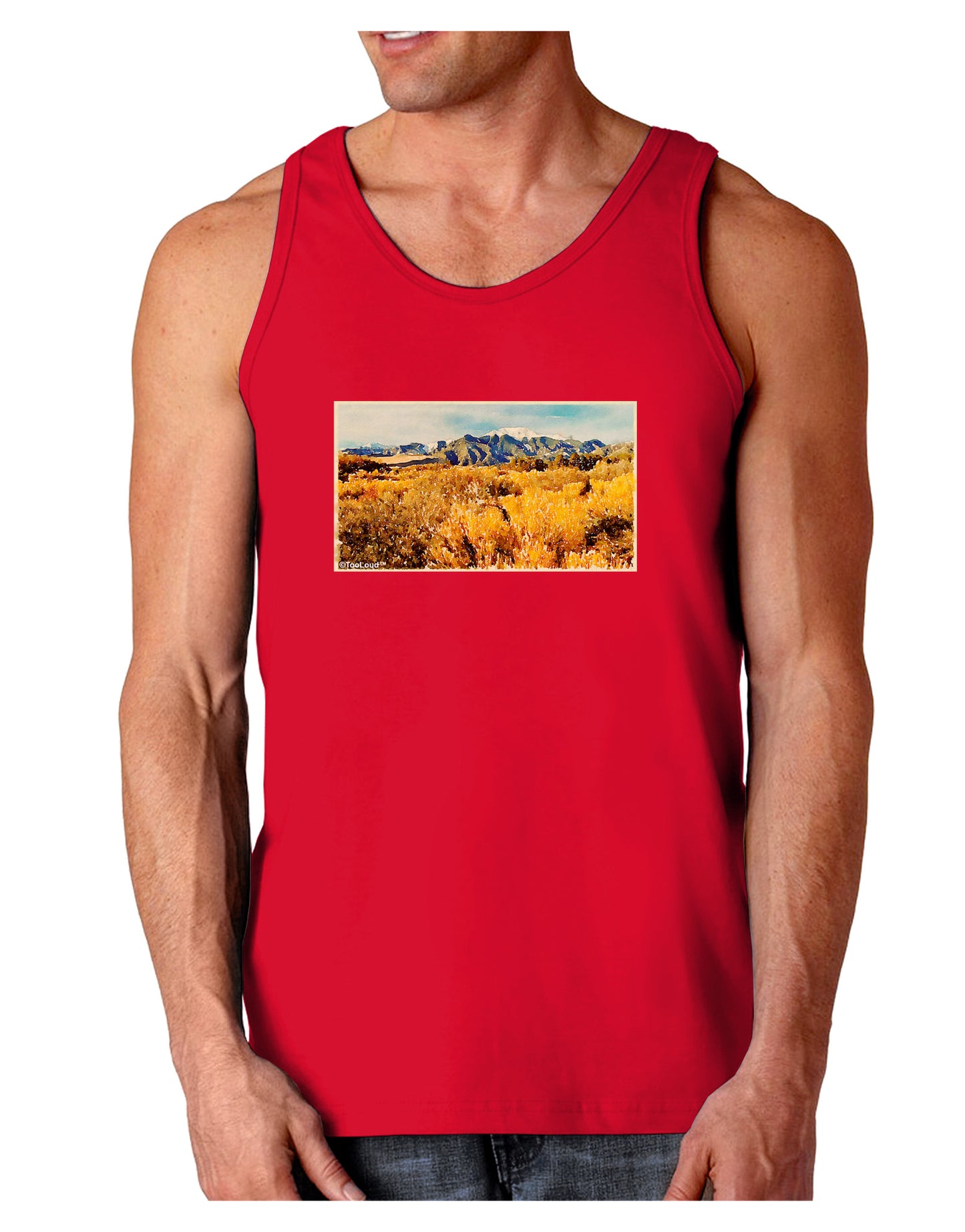 Mountain Forest Park Watercolor Dark Loose Tank Top-Mens Loose Tank Top-TooLoud-Red-Small-Davson Sales