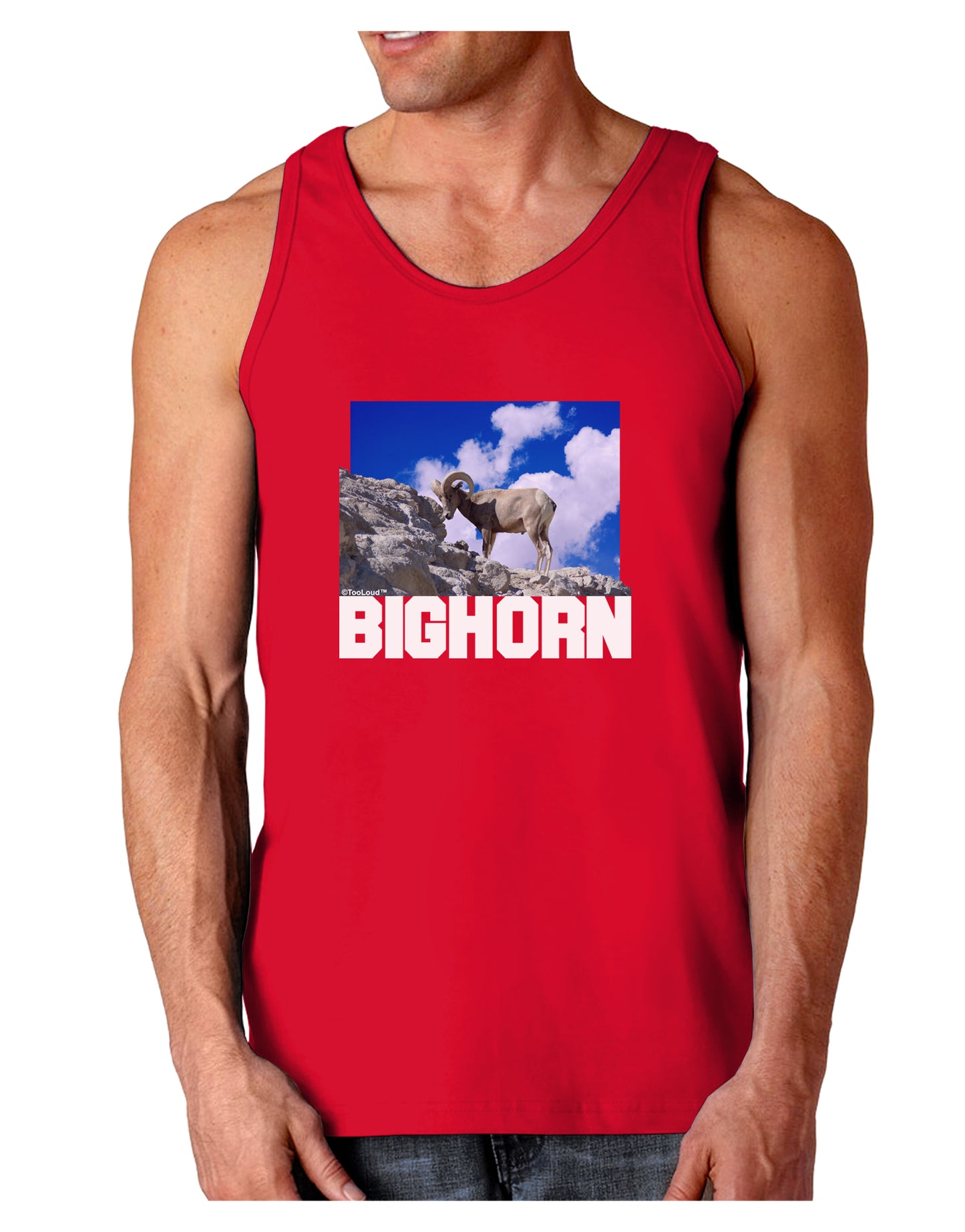 Bighorn Ram Text Dark Loose Tank Top-Mens Loose Tank Top-TooLoud-Red-Small-Davson Sales