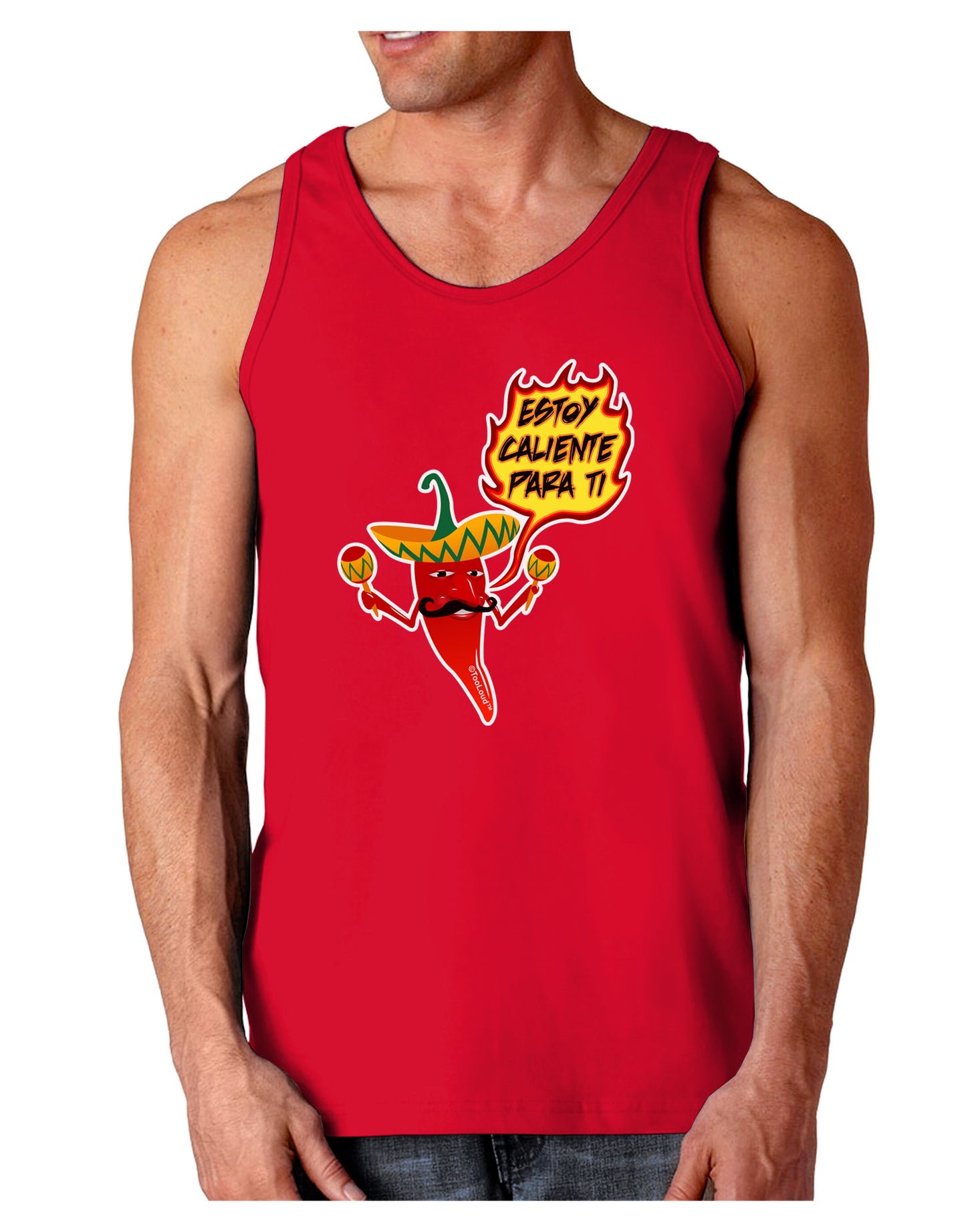 Estoy Caliente Para Ti Dark Loose Tank Top-Mens Loose Tank Top-TooLoud-Red-Small-Davson Sales
