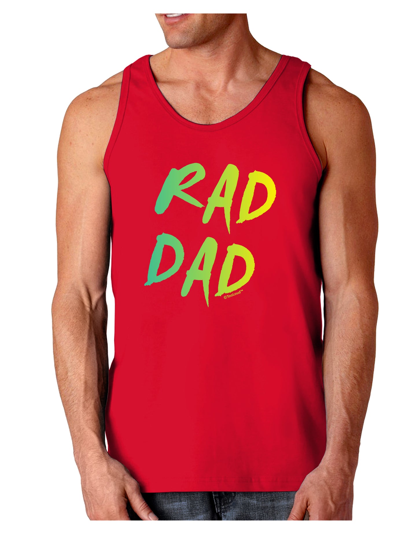 Rad Dad Design - 80s Neon Dark Loose Tank Top-Mens Loose Tank Top-TooLoud-Red-Small-Davson Sales