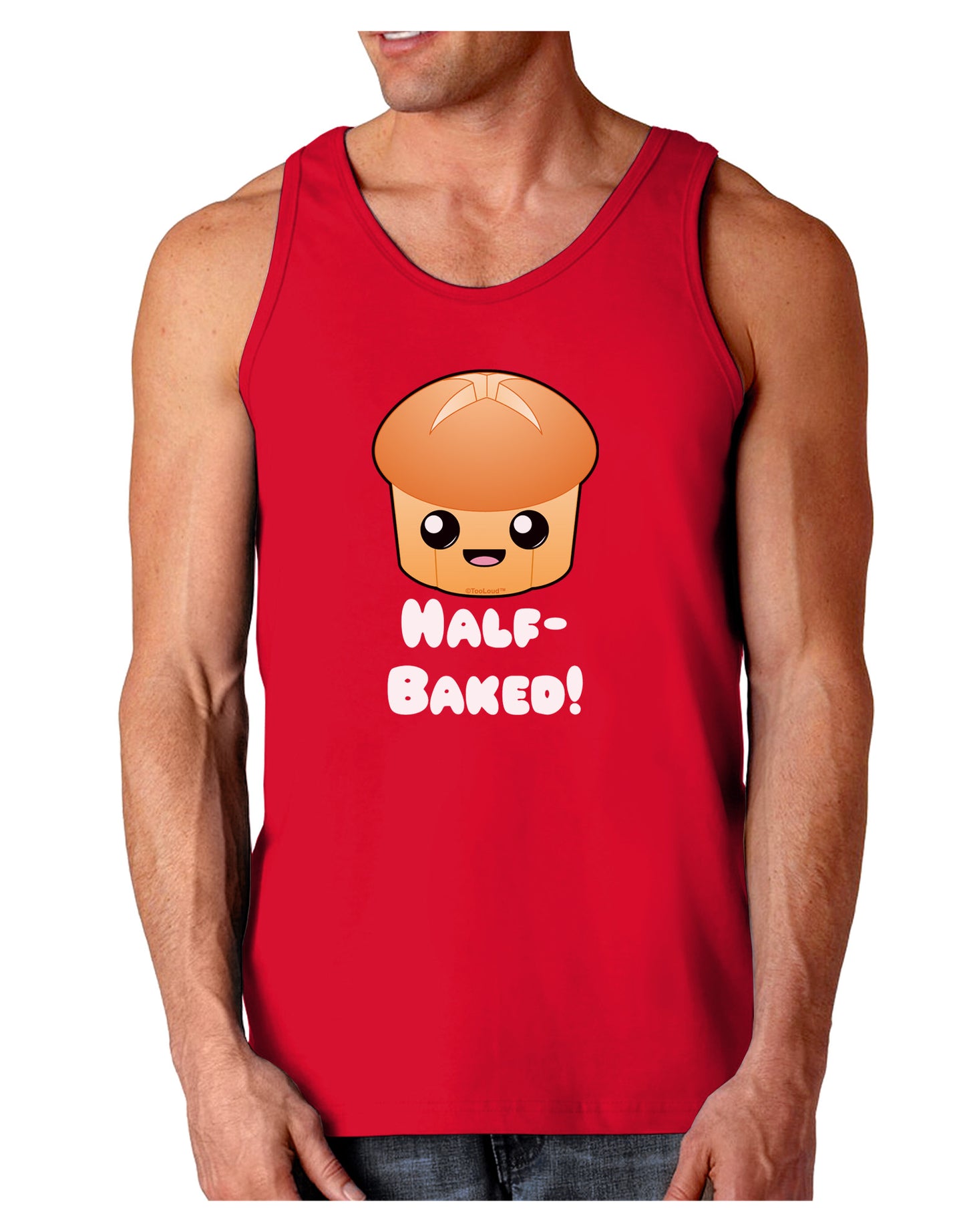 Half Baked Cute Roll Dark Loose Tank Top-Mens Loose Tank Top-TooLoud-Red-Small-Davson Sales