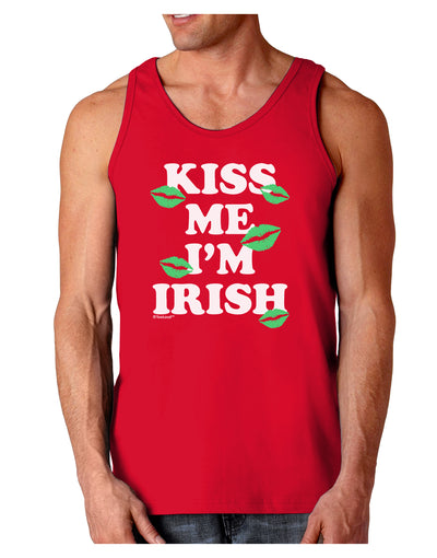 Kiss Me I'm Irish - Green Kisses Dark Loose Tank Top by TooLoud-Mens Loose Tank Top-TooLoud-Red-Small-Davson Sales