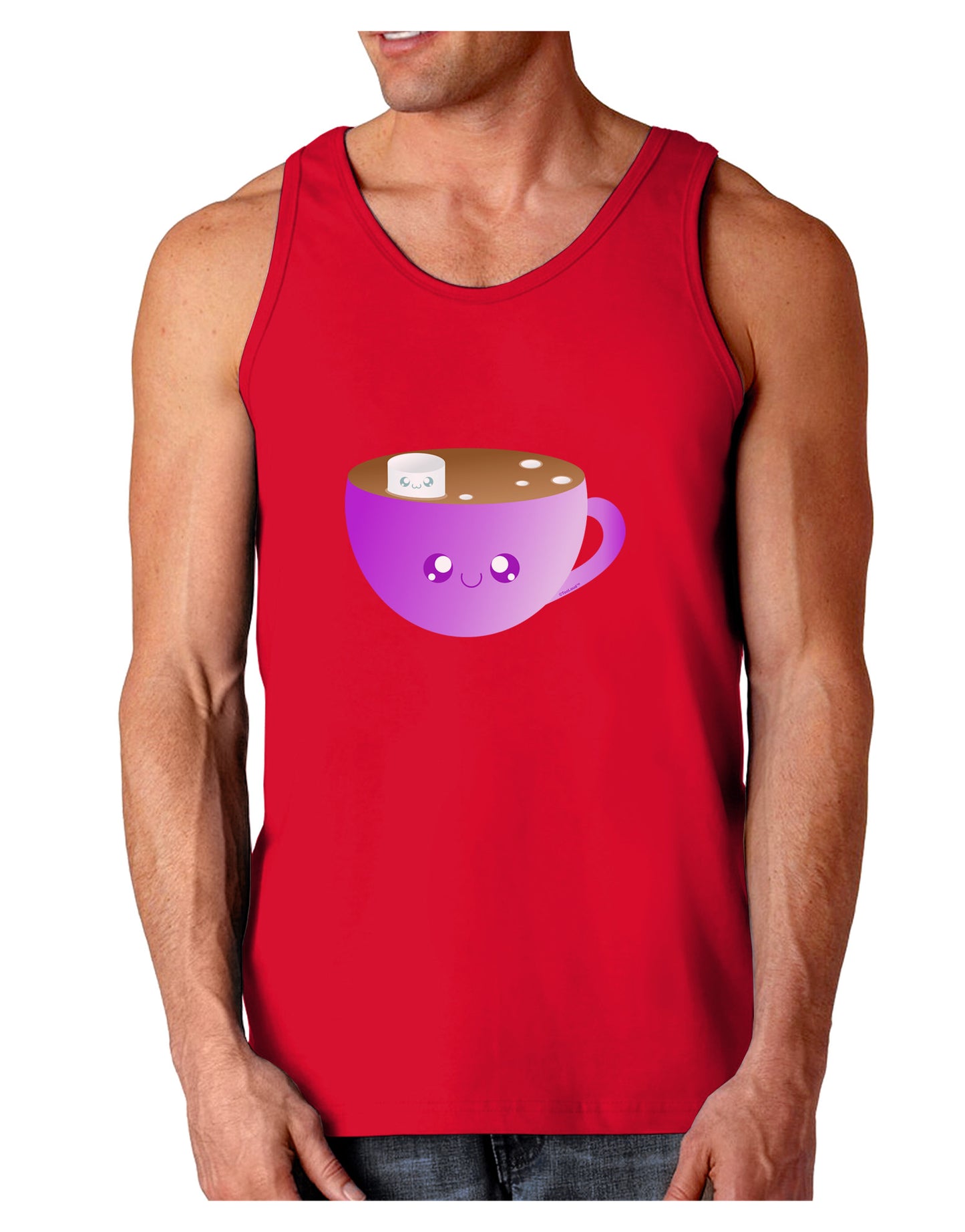 Cute Hot Cocoa Christmas Dark Loose Tank Top-Mens Loose Tank Top-TooLoud-Red-Small-Davson Sales