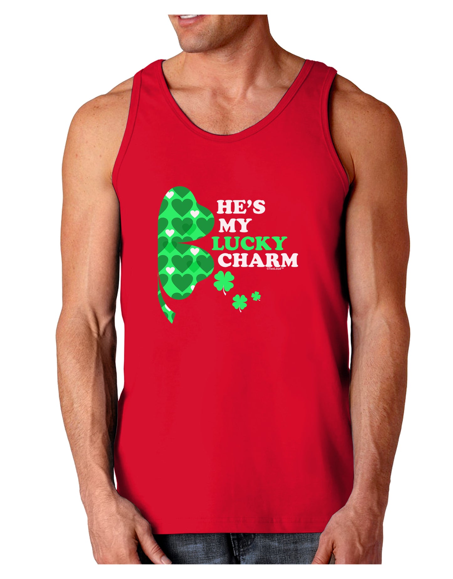 He's My Lucky Charm - Right Dark Loose Tank Top-Mens Loose Tank Top-TooLoud-Red-Small-Davson Sales