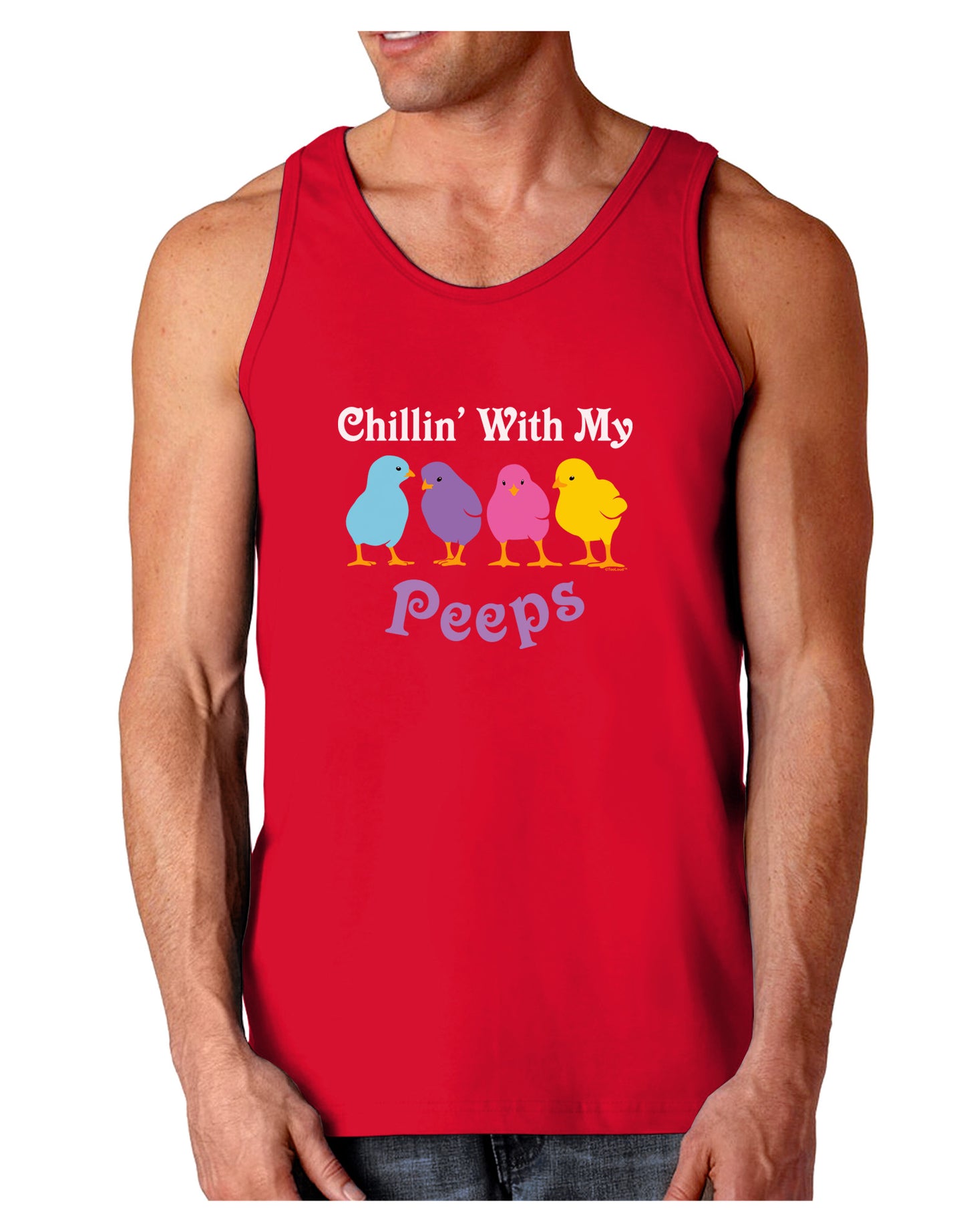Chillin With My Peeps Dark Loose Tank Top-Mens Loose Tank Top-TooLoud-Red-Small-Davson Sales