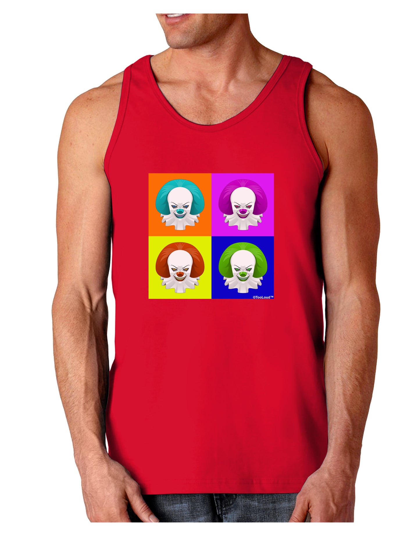 Clown Face Pop Art Dark Loose Tank Top-Mens Loose Tank Top-TooLoud-Red-Small-Davson Sales