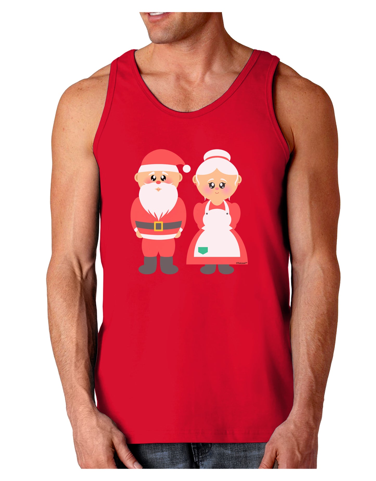 Cute Mr and Mrs Santa Claus Couple Christmas Dark Loose Tank Top-Mens Loose Tank Top-TooLoud-Red-Small-Davson Sales