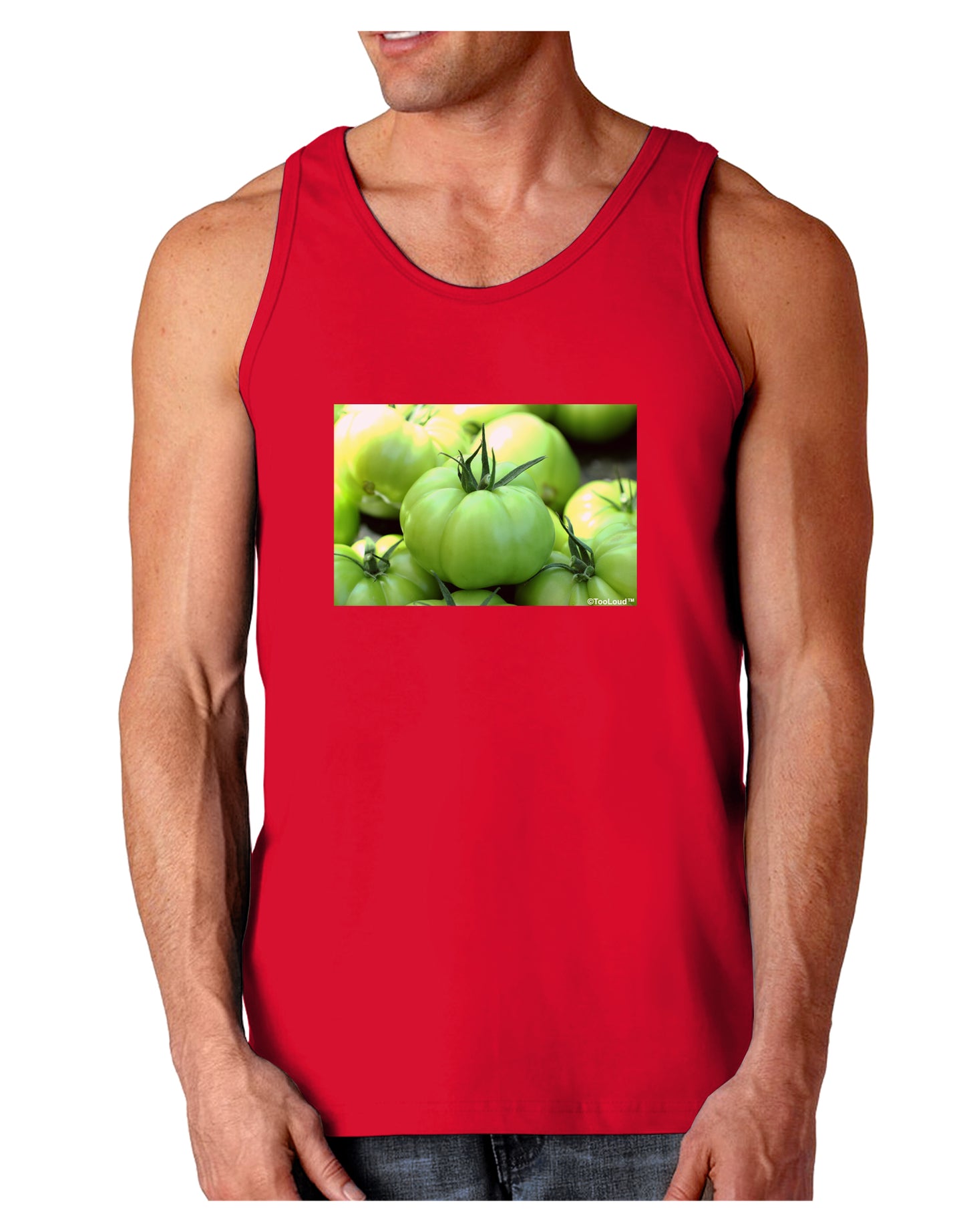 Buy Local - Green Tomatoes Dark Loose Tank Top-Mens Loose Tank Top-TooLoud-Red-Small-Davson Sales
